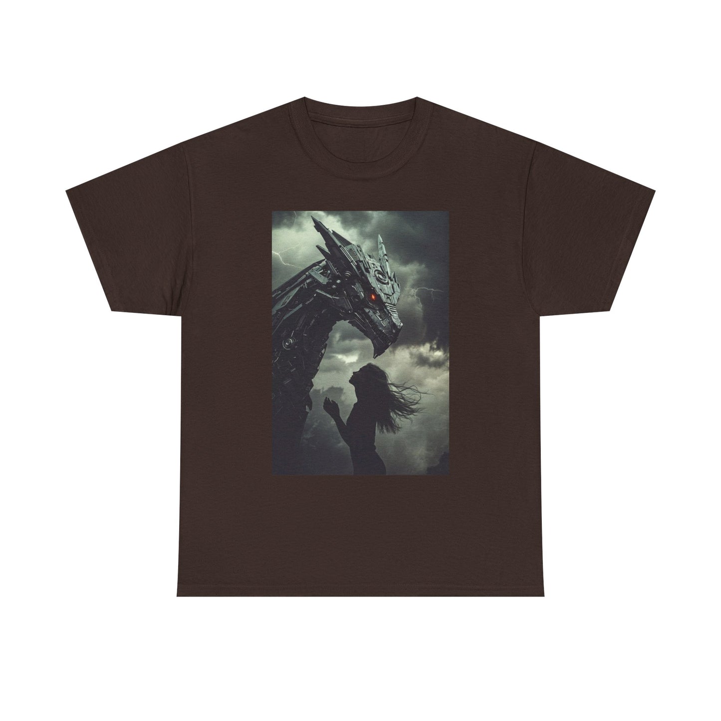 Dragon & Girl Fantasy T-Shirt — Dark Mythical Art Tee