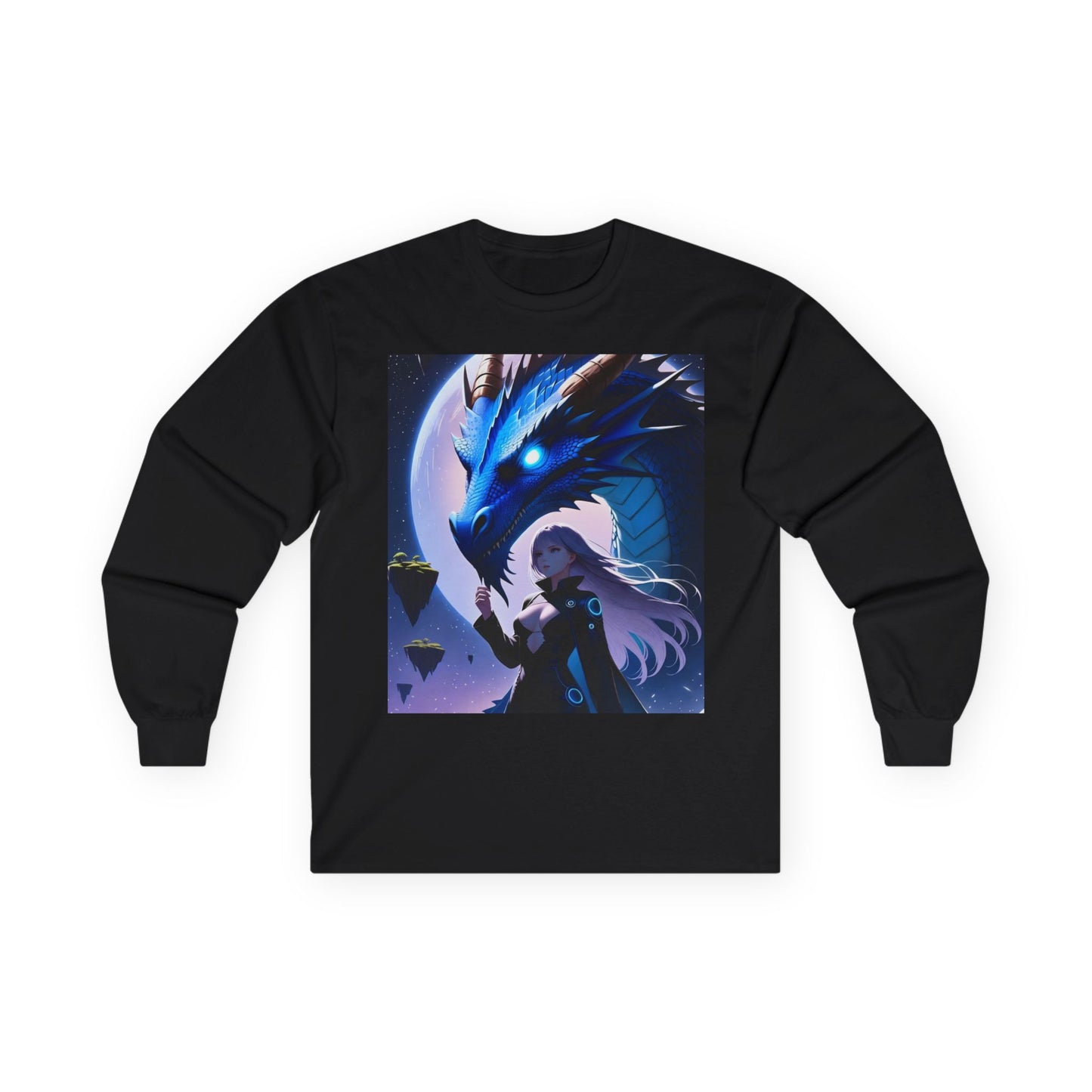Dragon Whisperer Long Sleeve Tee — Fantasy Blue Dragon Illustration