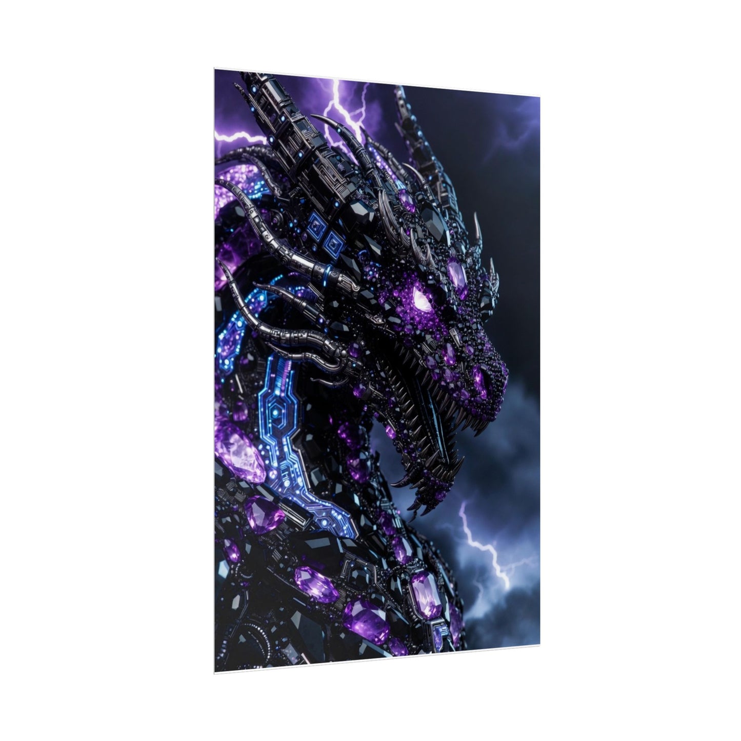 Rolled Poster — Cyberpunk Dragon Storm Art Print