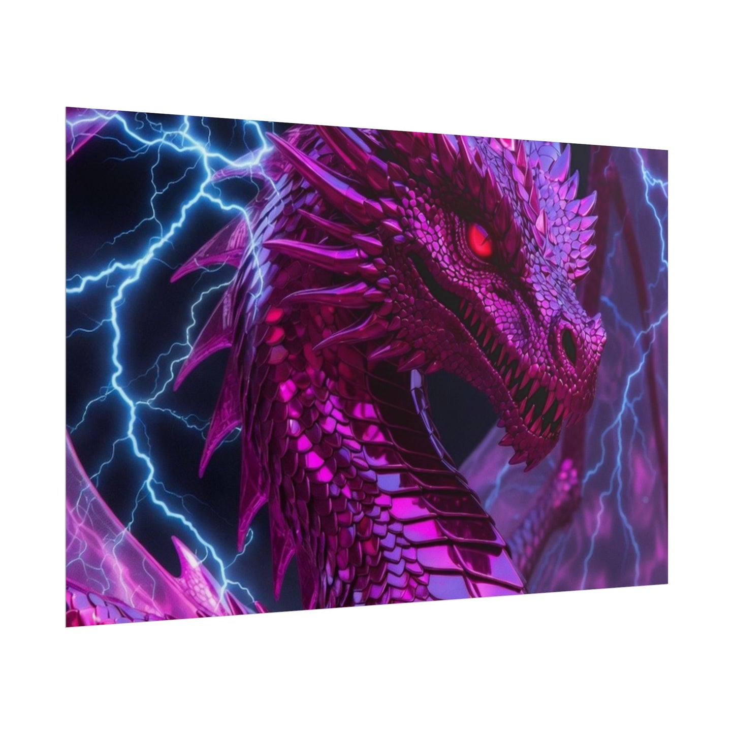 Pink Electric Dragon Poster — Fantasy Wall Art Rolled Poster