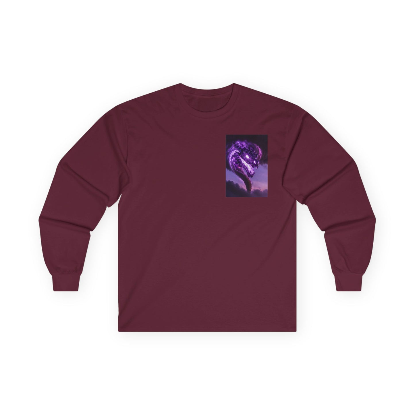 Purple Dragon Chest Graphic Long Sleeve Tee