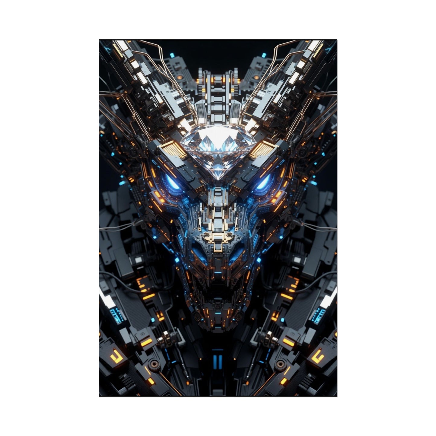 Futuristic Mech Dragon Poster – Cybernetic Robot Art Print