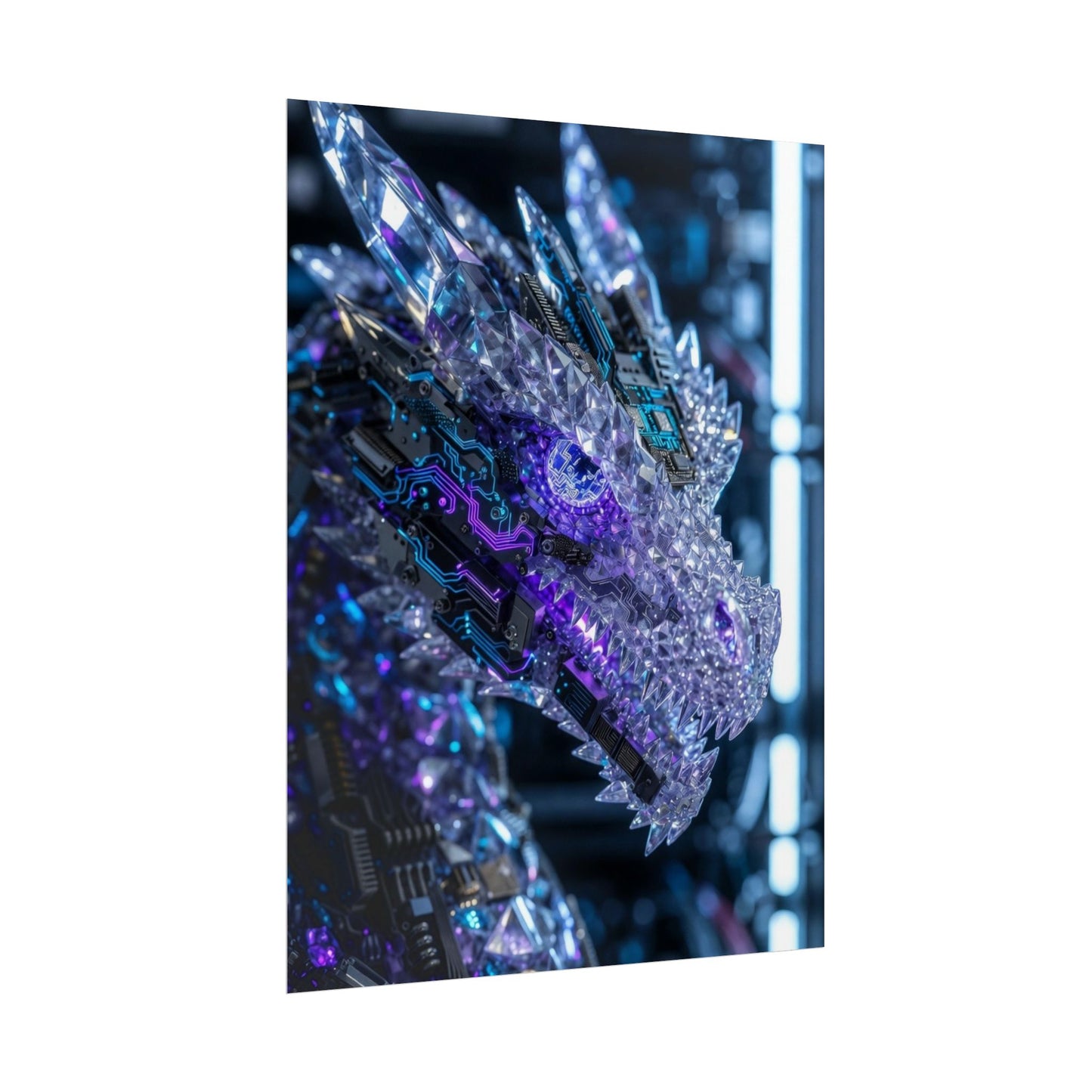 Rolled Poster — Cyber Crystal Dragon Art Print