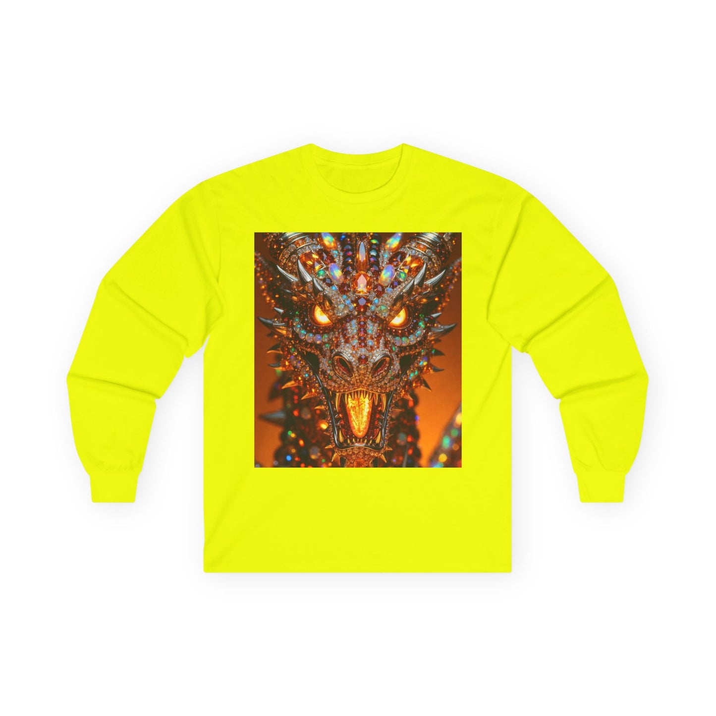 Dragon Portrait Long Sleeve Tee — Fiery Fantasy Monster Art