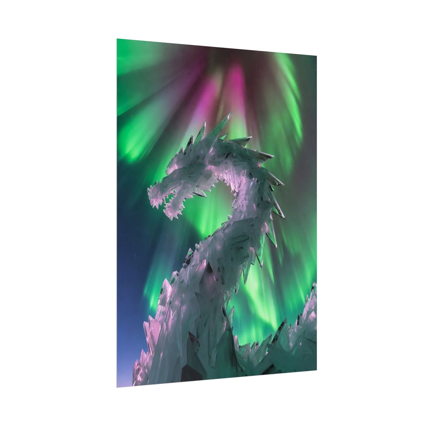 Aurora Ice Dragon Poster — Fantasy Wall Art Rolled Poster