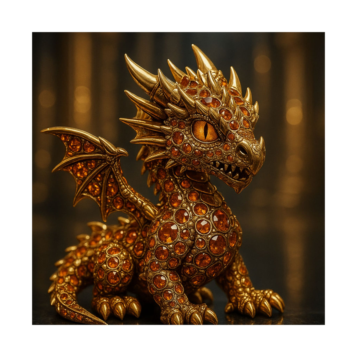 A Golden Orange Dragon Art Print, Satin Poster, Dragon Wall Art, Fantasy Decor, Gift for Gamers, Dragon Lover's Decoration