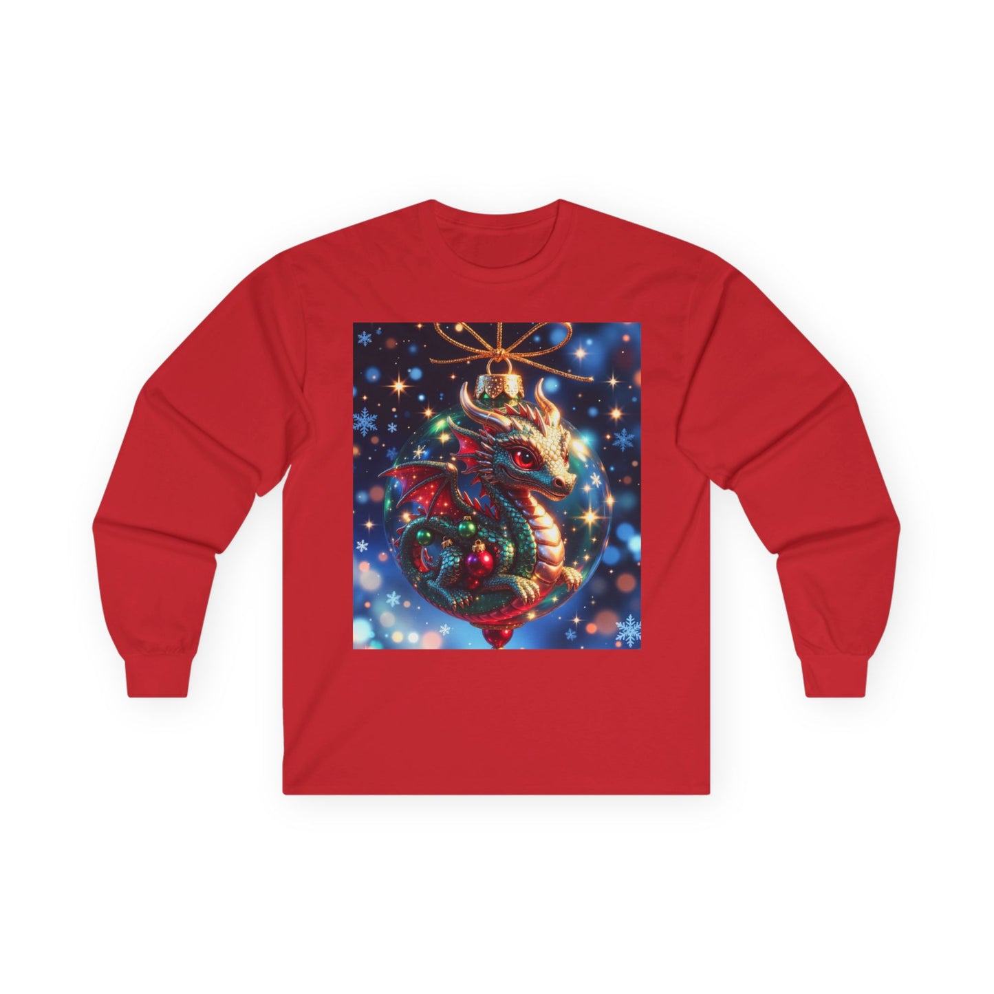 Christmas Dragon Heart Long Sleeve Tee — Festive Fantasy Christmas Dragon Design