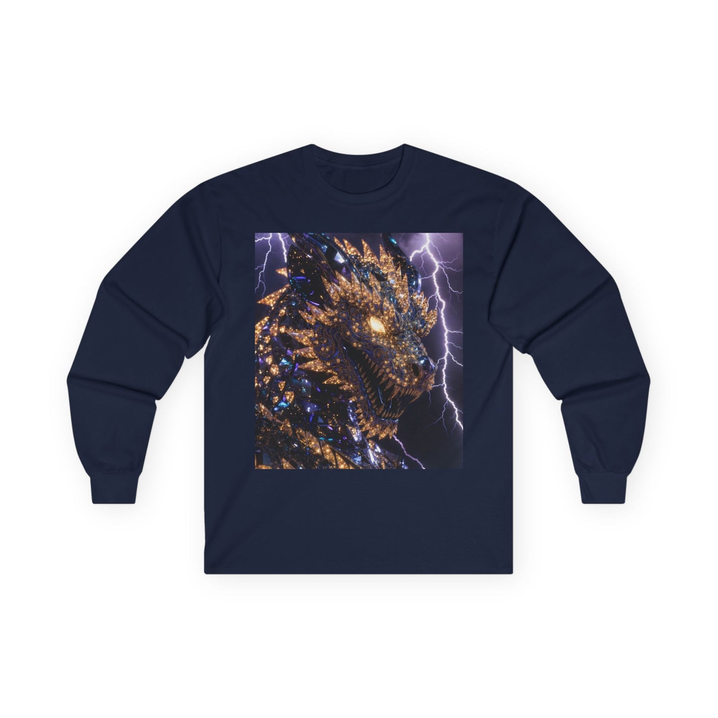 Dragon Lightning Long Sleeve Tee — Mythical Firestorm Graphic Shirt