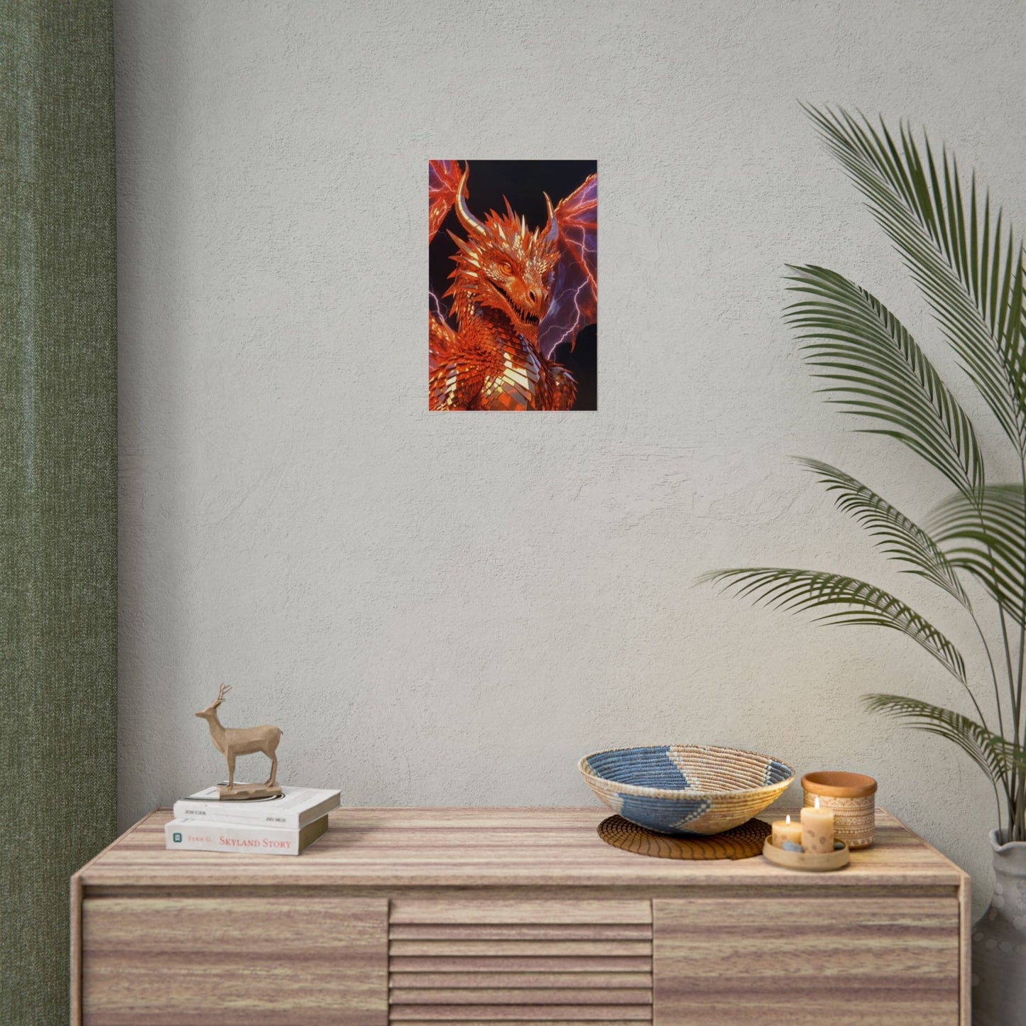 Orange Lightning Dragon Poster — Fantasy Wall Art for Gamers & Fans