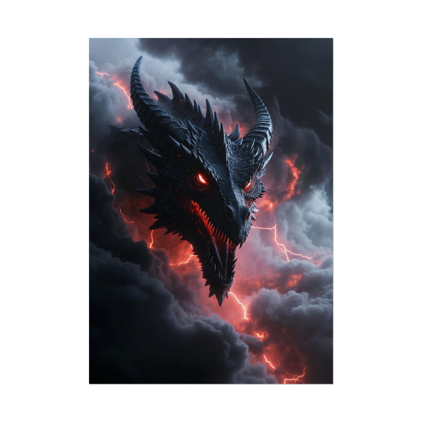 Dragon Storm Rolled Poster — Dark Fantasy Dragon Wall Art