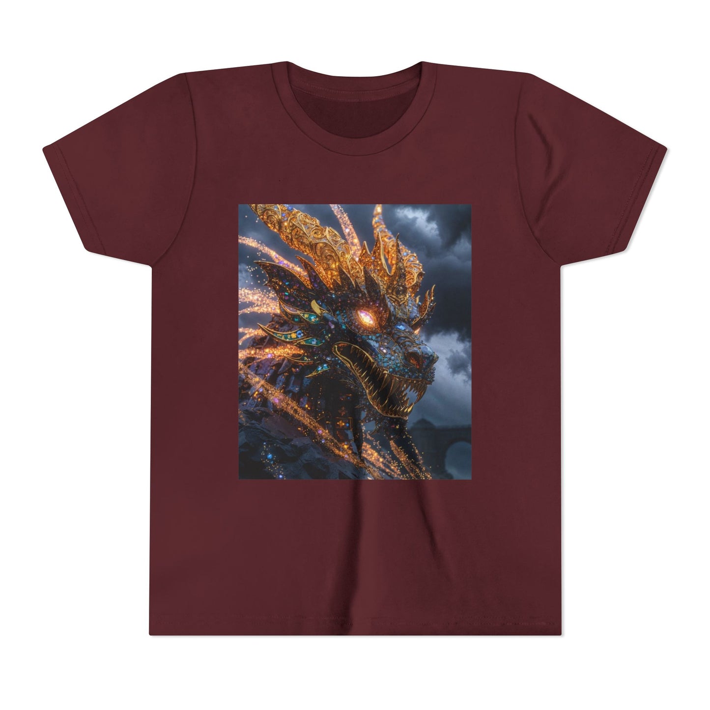 Youth Dragon Tee — Fiery Dragon Head Graphic Kids T‑Shirt