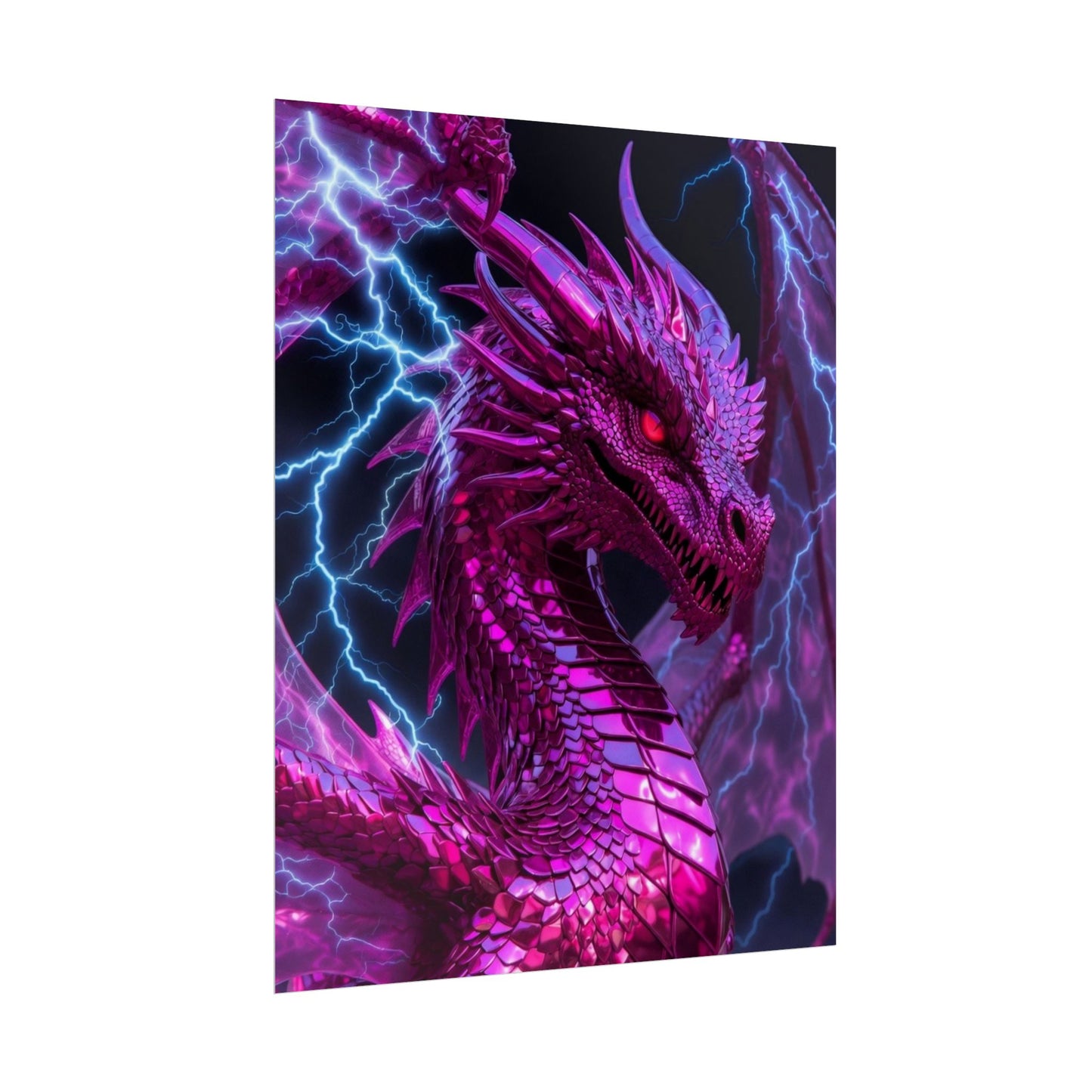 Pink Electric Dragon Poster — Fantasy Wall Art Rolled Poster