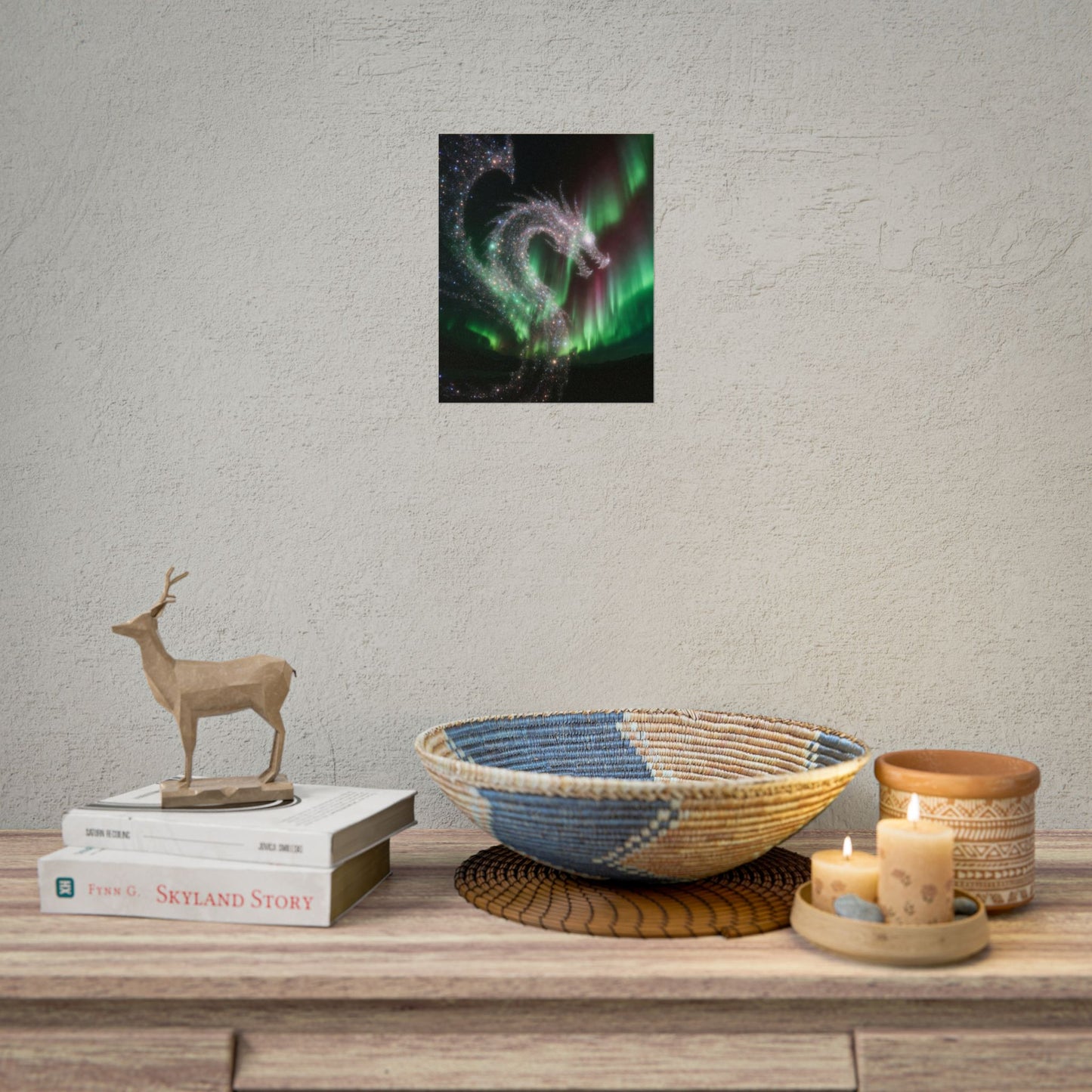 Aurora Dragon Poster — Northern Lights Fantasy Art Print