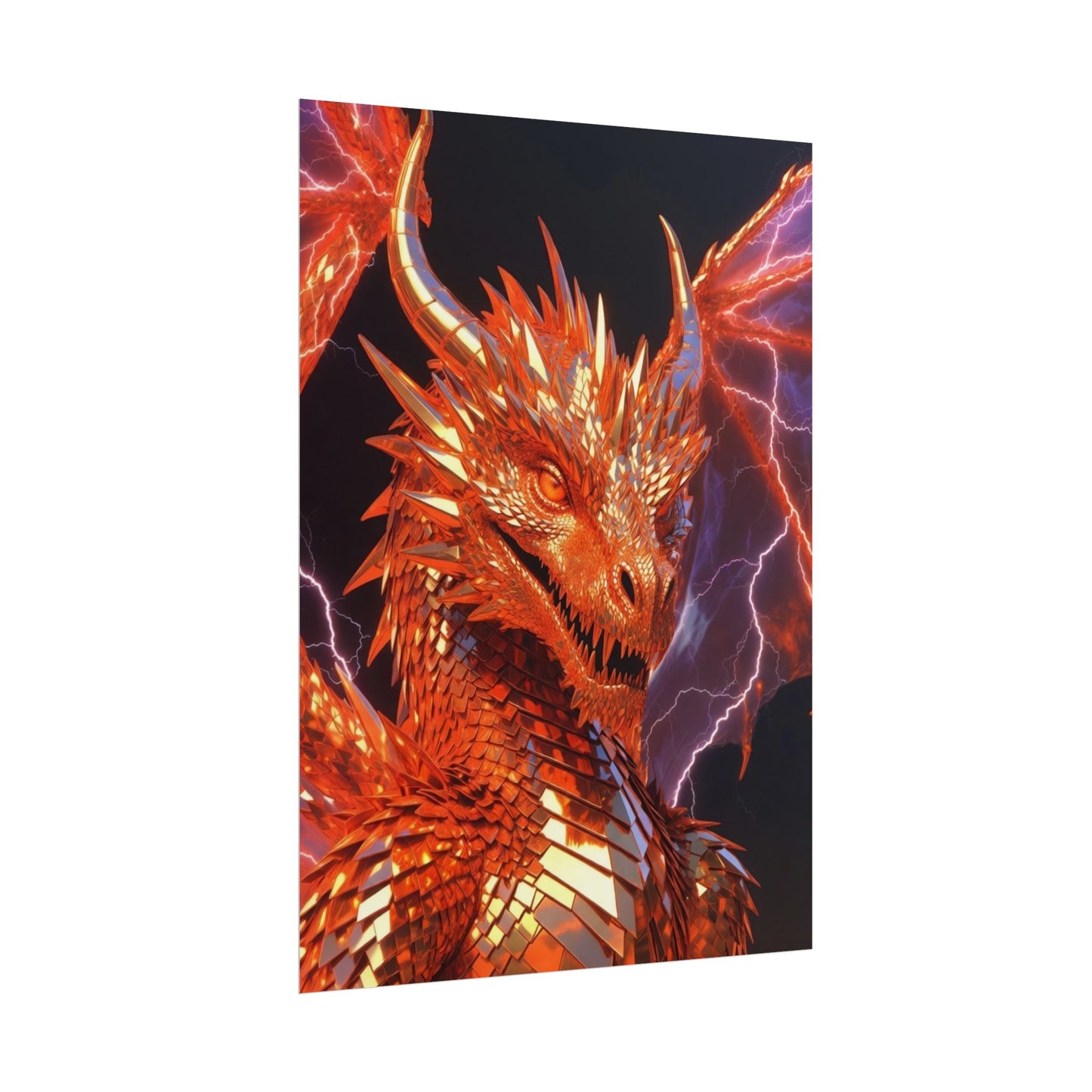 Orange Lightning Dragon Poster — Fantasy Wall Art for Gamers & Fans