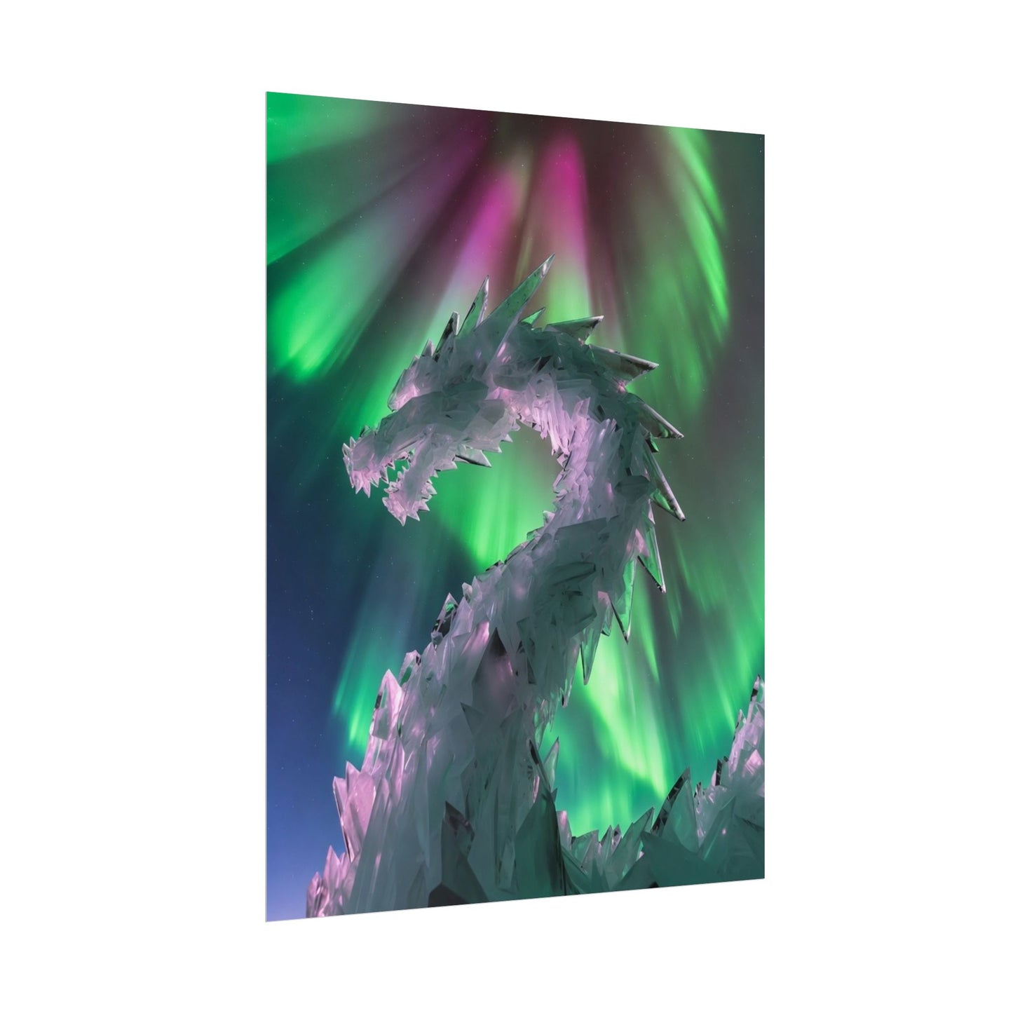 Aurora Ice Dragon Poster — Fantasy Wall Art Rolled Poster