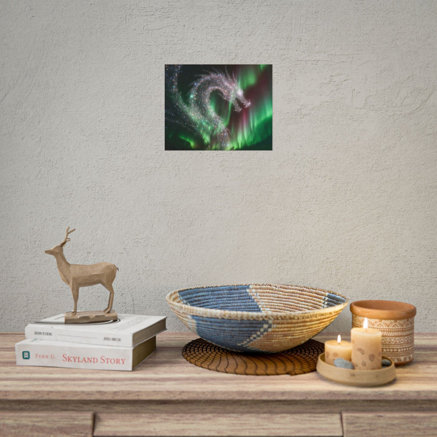 Aurora Dragon Poster — Northern Lights Fantasy Art Print