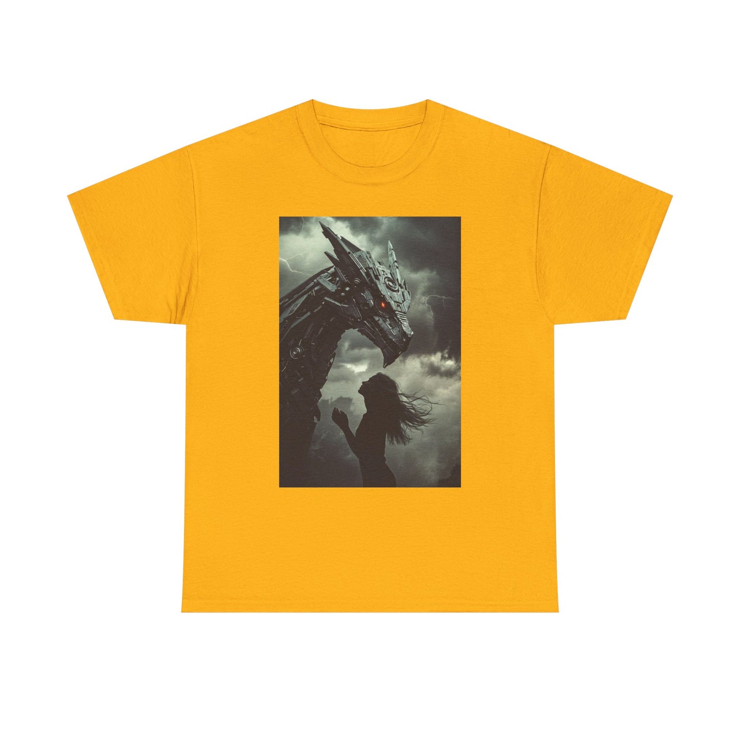 Dragon & Girl Fantasy T-Shirt — Dark Mythical Art Tee