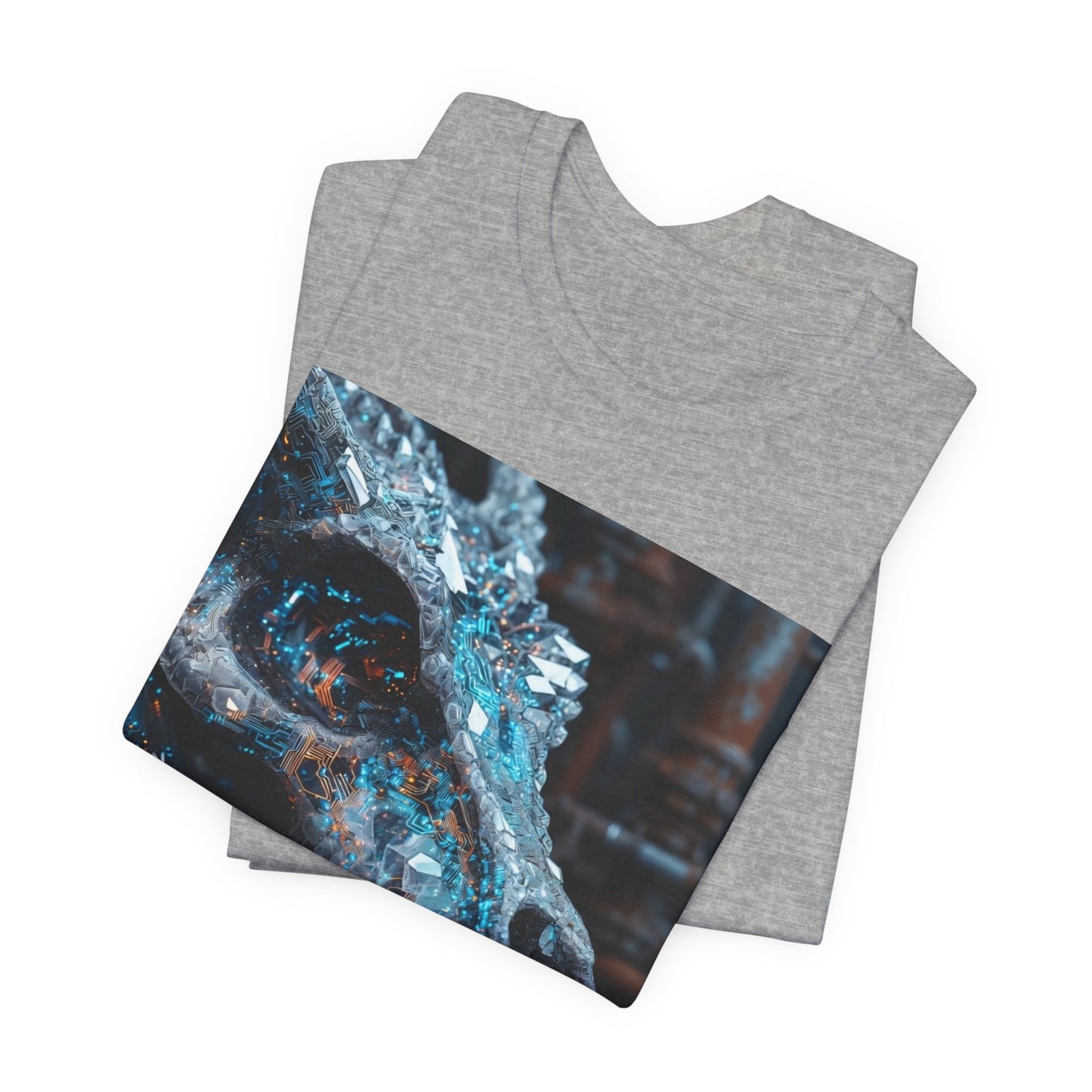Dragon Skull Graphic Tee — Iridescent Fossil Art T-Shirt