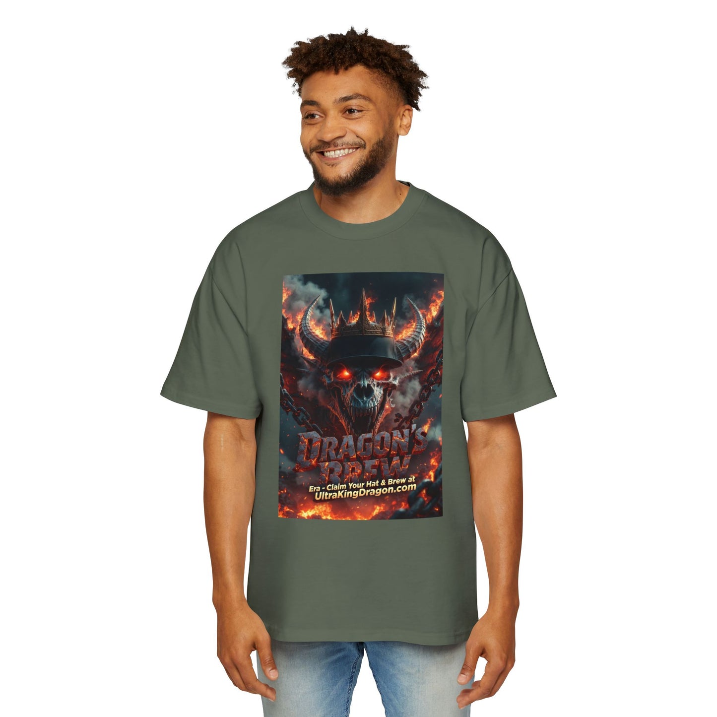 Dragon Skull Graphic Tee — Heavy Oversized Men's Fantasy T-Shirt