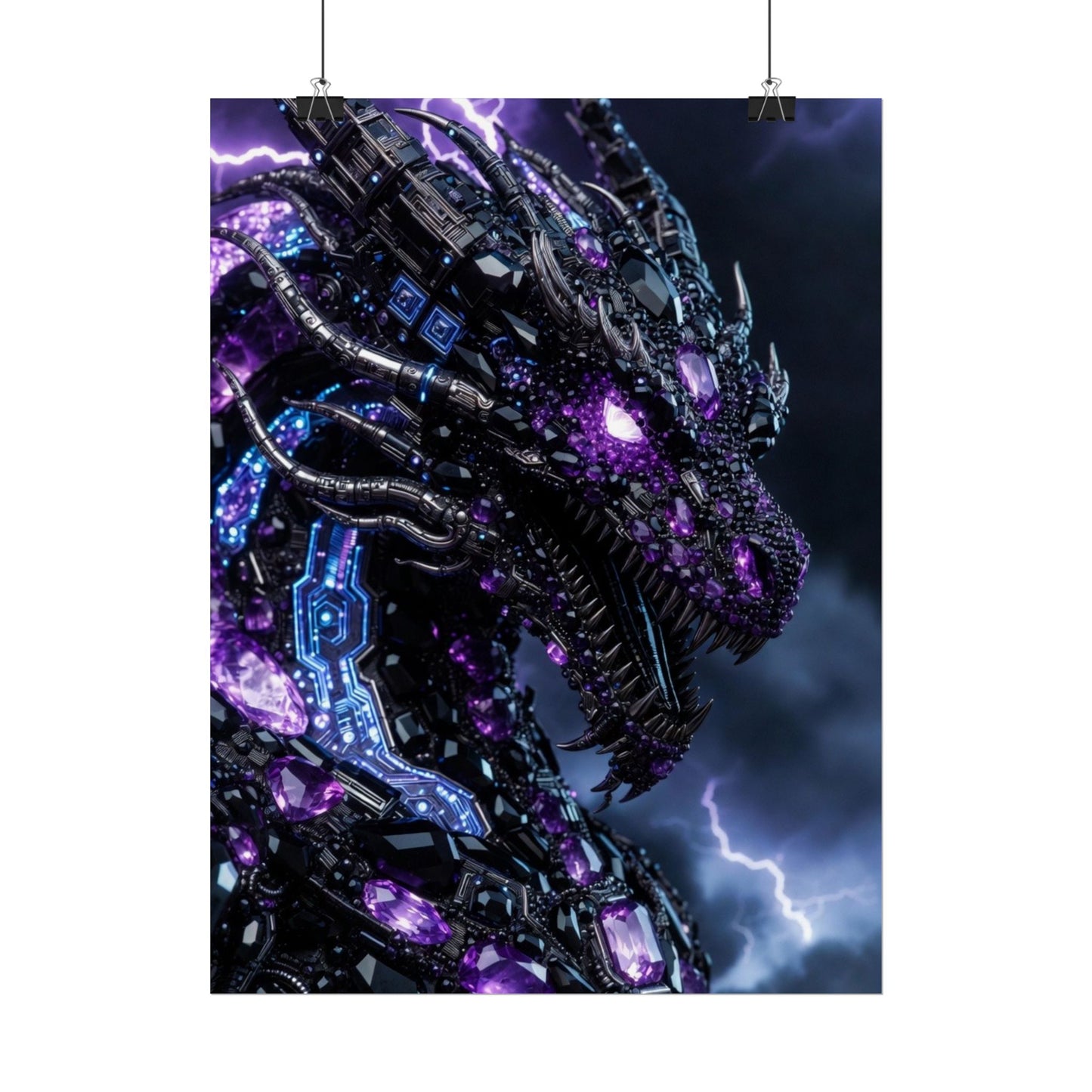 Rolled Poster — Cyberpunk Dragon Storm Art Print