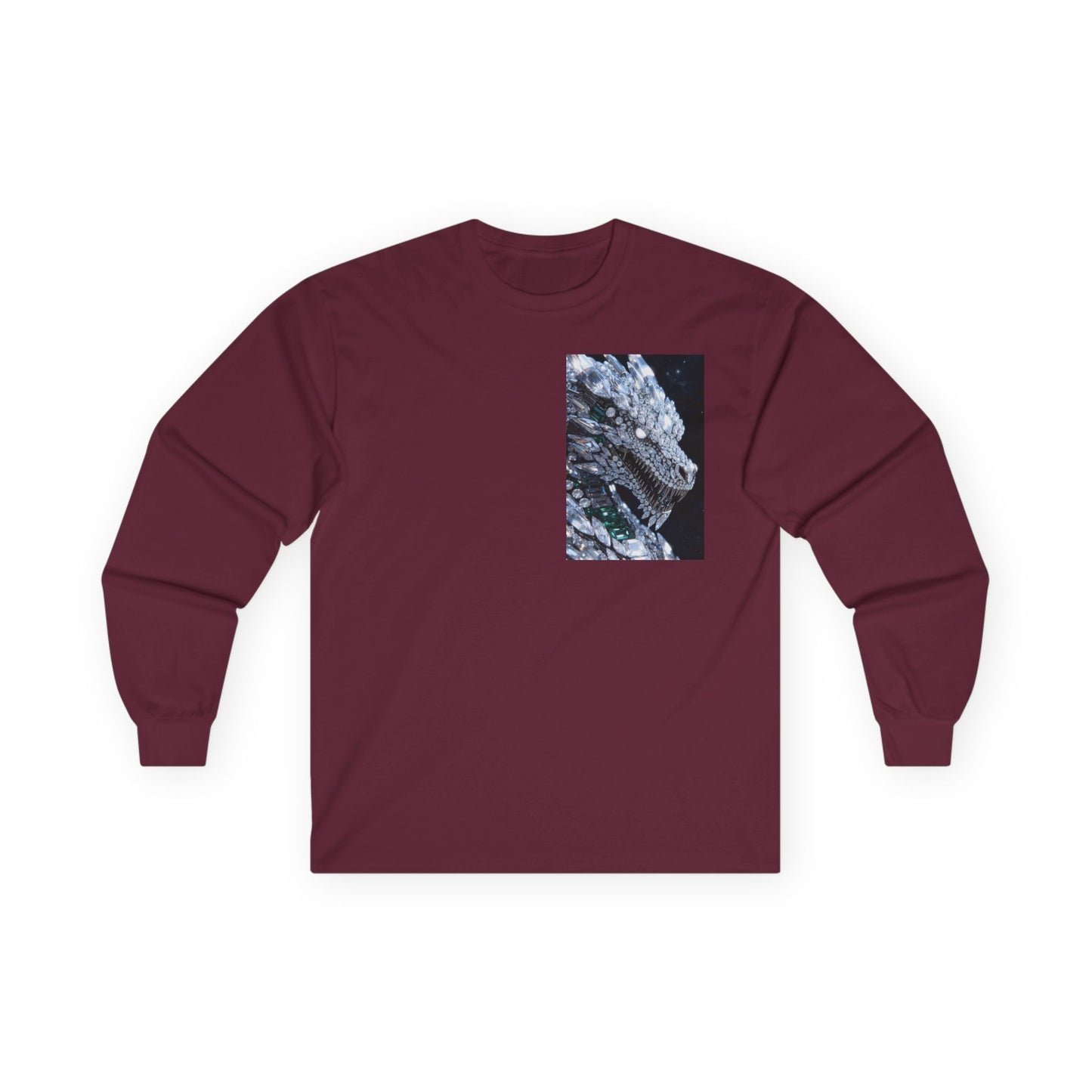 Long Sleeve Tee — Abstract Iridescent Crystal Photo Pocket Print