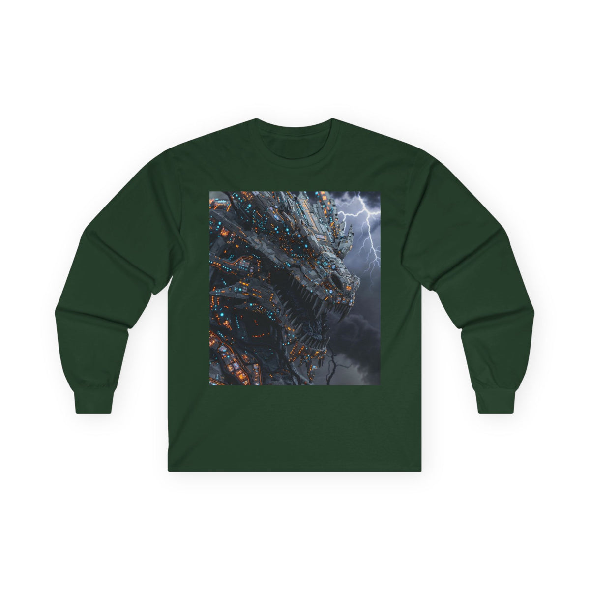 A Long Sleeve Tee — Moody Ocean Cliff Photo Pocket Print