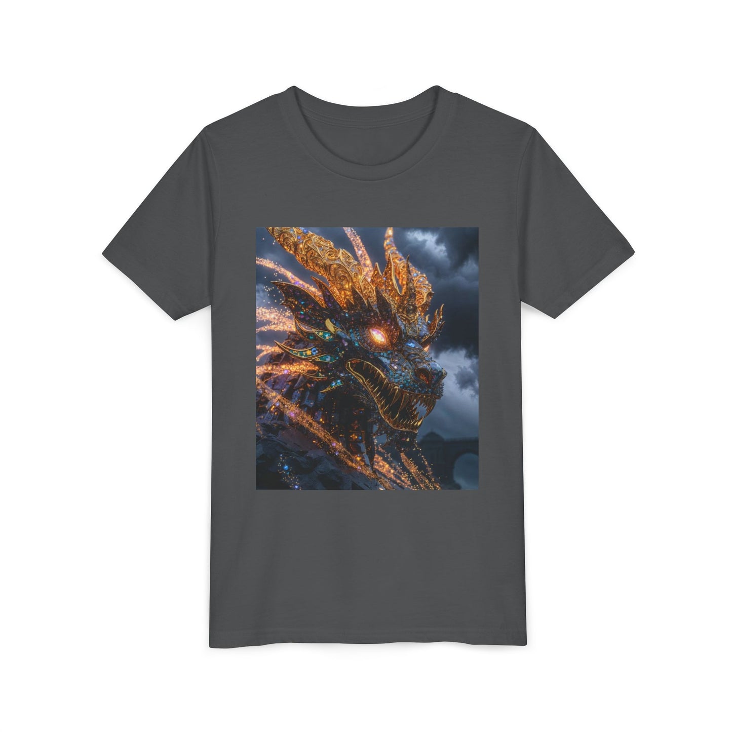 Youth Dragon Tee — Fiery Dragon Head Graphic Kids T‑Shirt