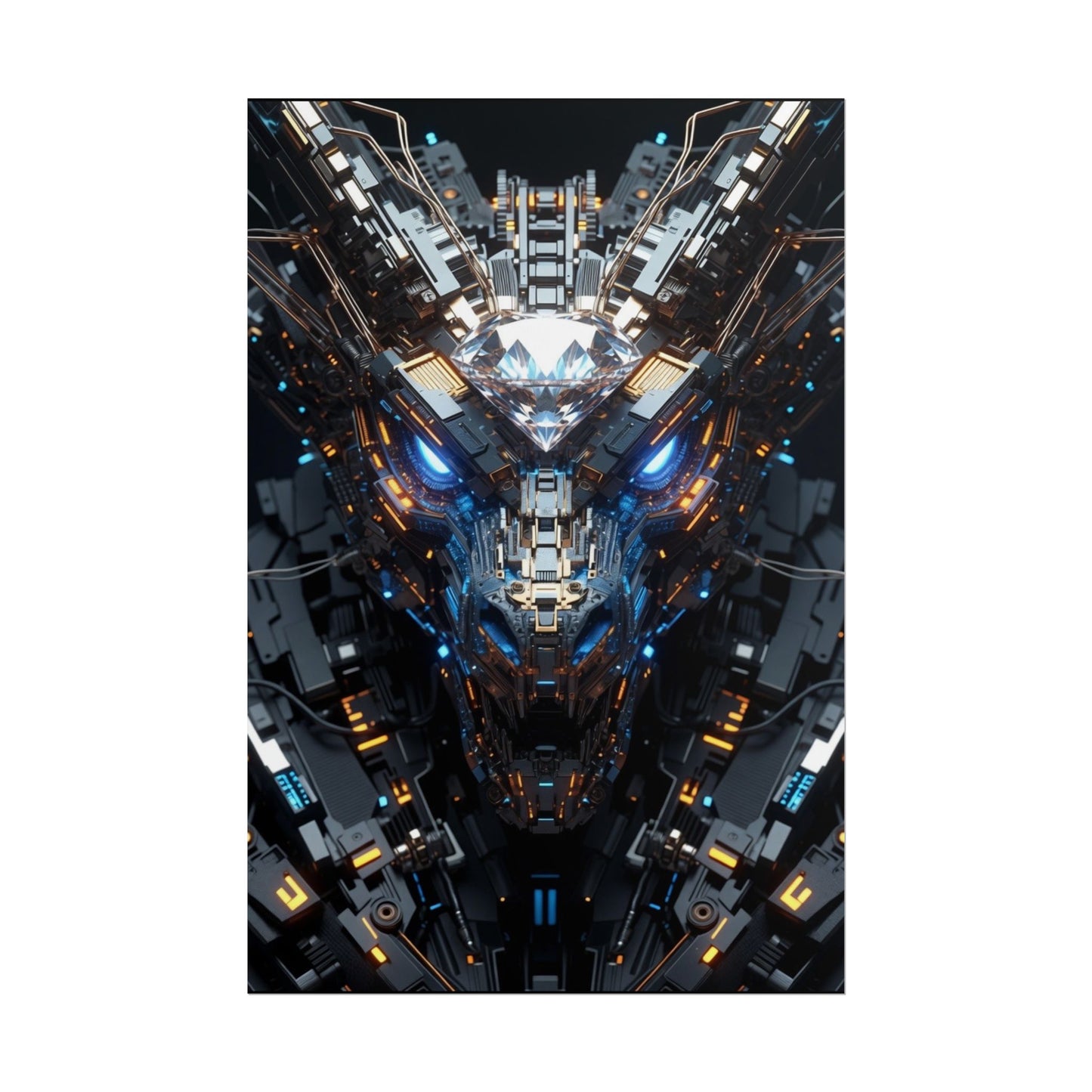 Futuristic Mech Dragon Poster – Cybernetic Robot Art Print