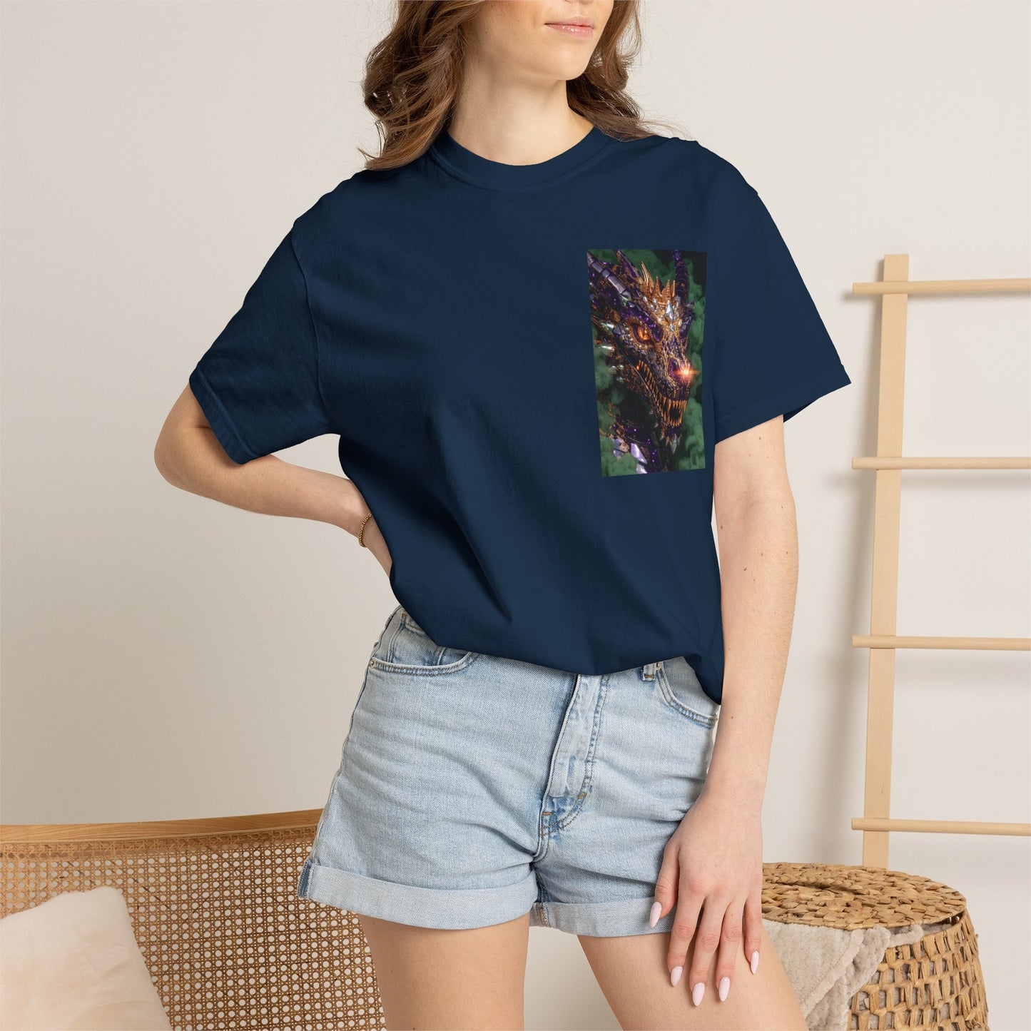 Dragon Pocket Graphic T‑Shirt — Fiery Fantasy Chest Print