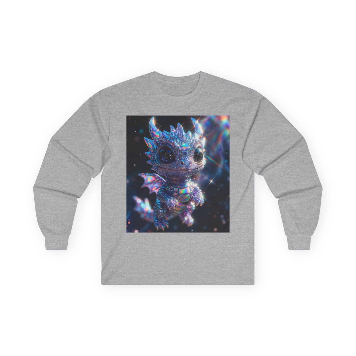 Crystal Baby Dragon Long Sleeve Tee — Sparkly Fantasy Crewneck