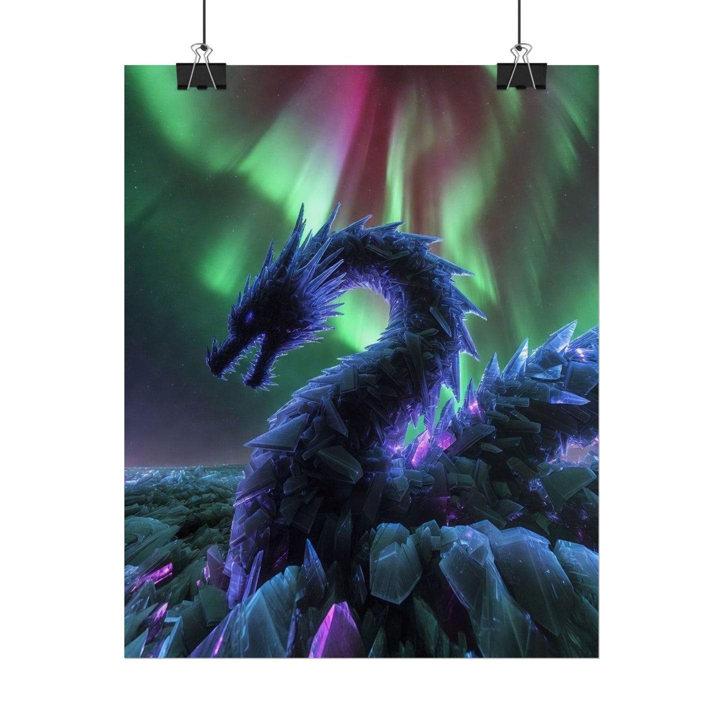 Aurora Crystal Dragon Poster — Fantasy Wall Art Print