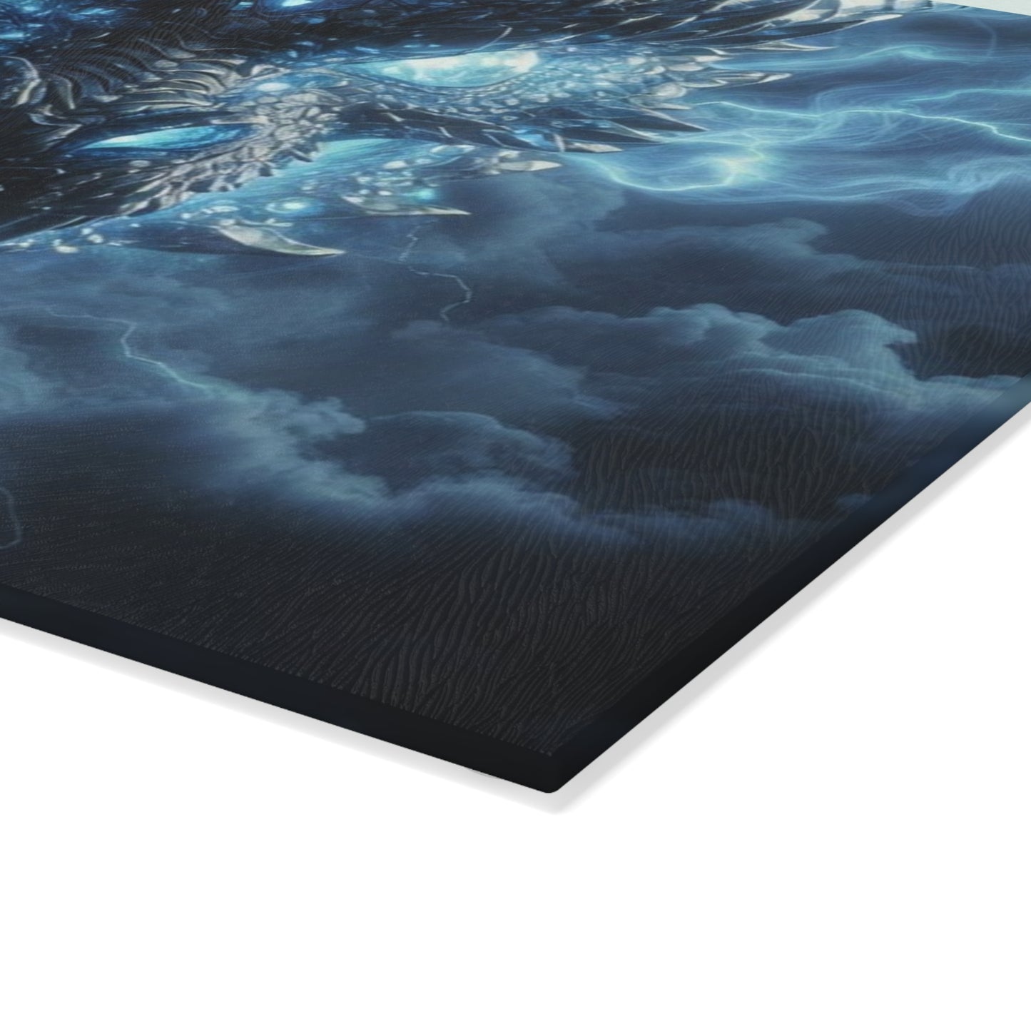 Glass Cutting Board — Electric Blue Dragon Design