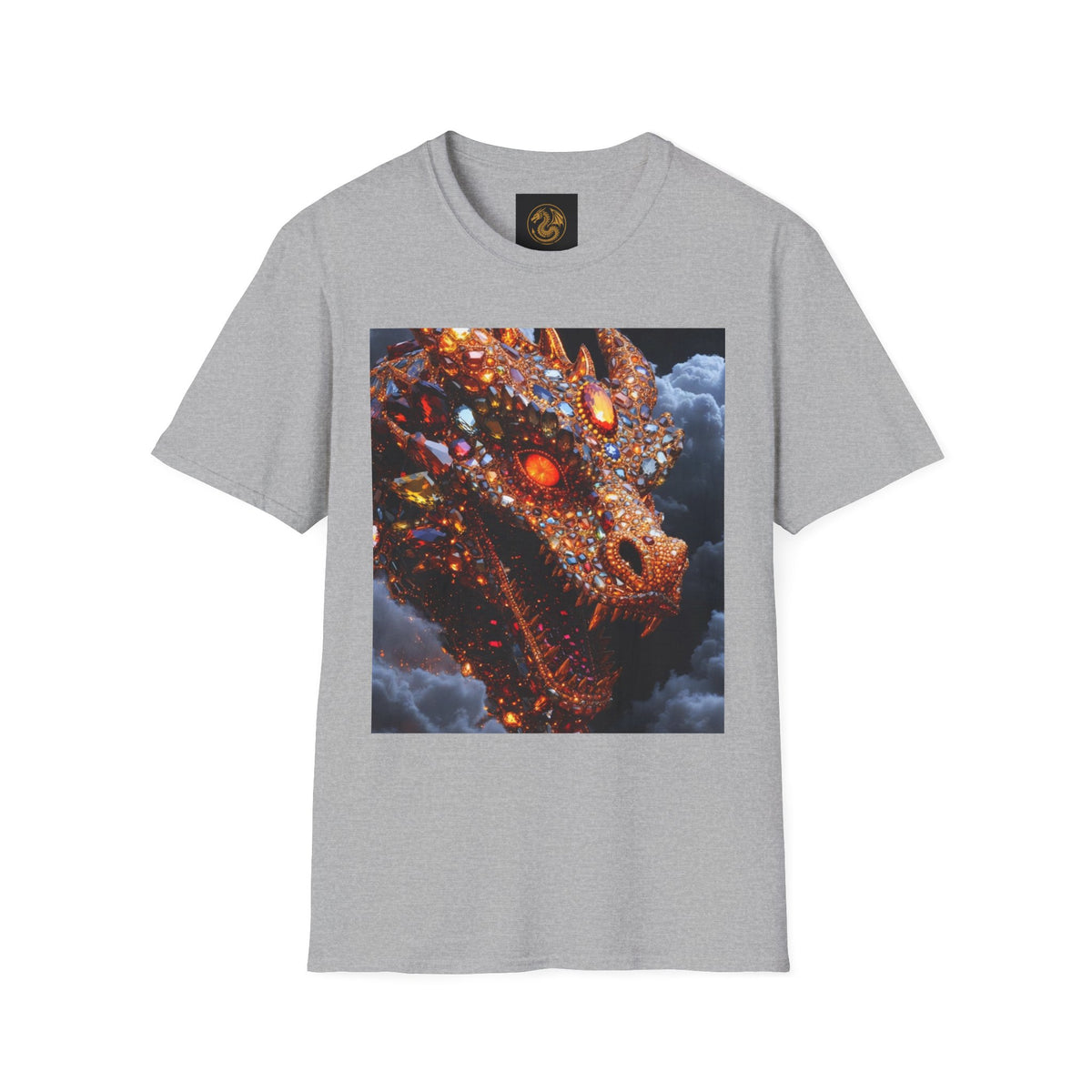 A Gemstone Dragon Head Graphic T-Shirt — Fiery Fantasy Scaly Creature Design