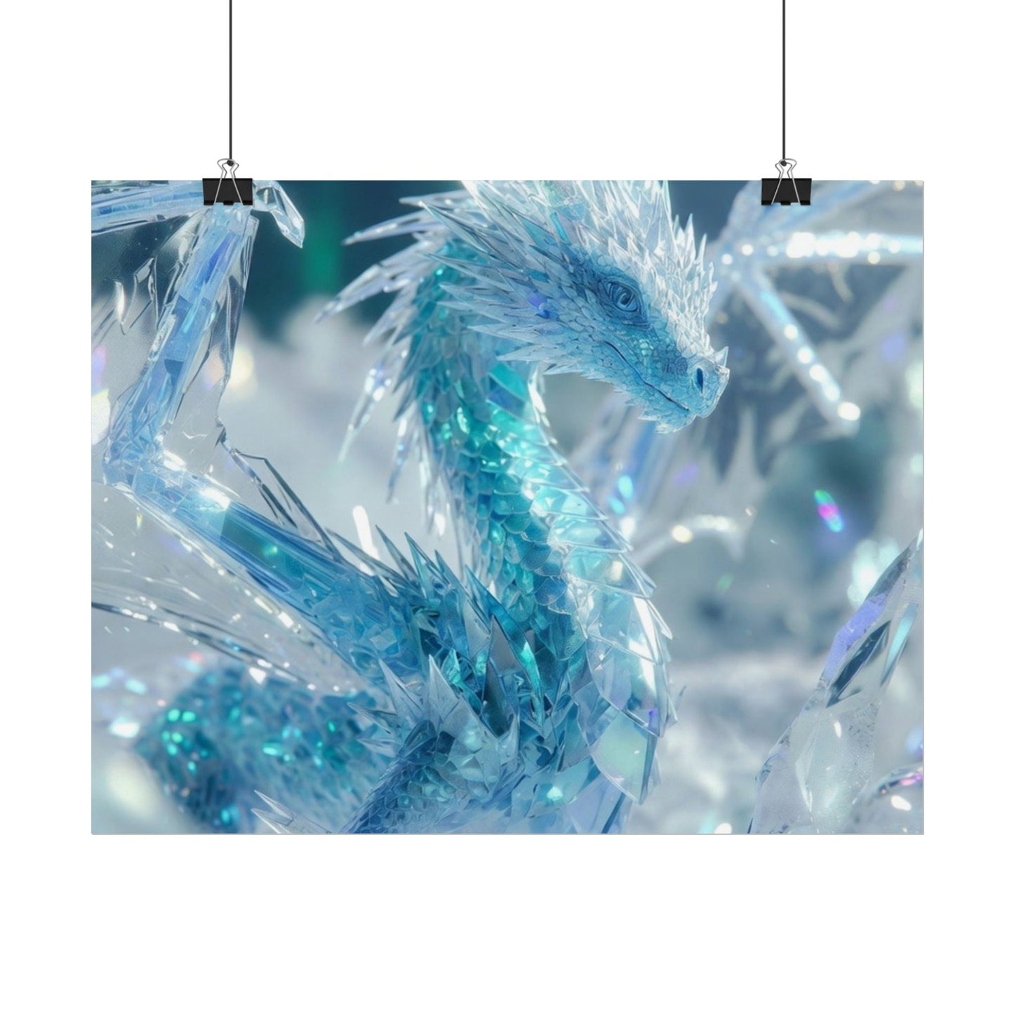 Ice Crystal Dragon Poster — Fantasy Aurora Wall Art (Rolled Poster)