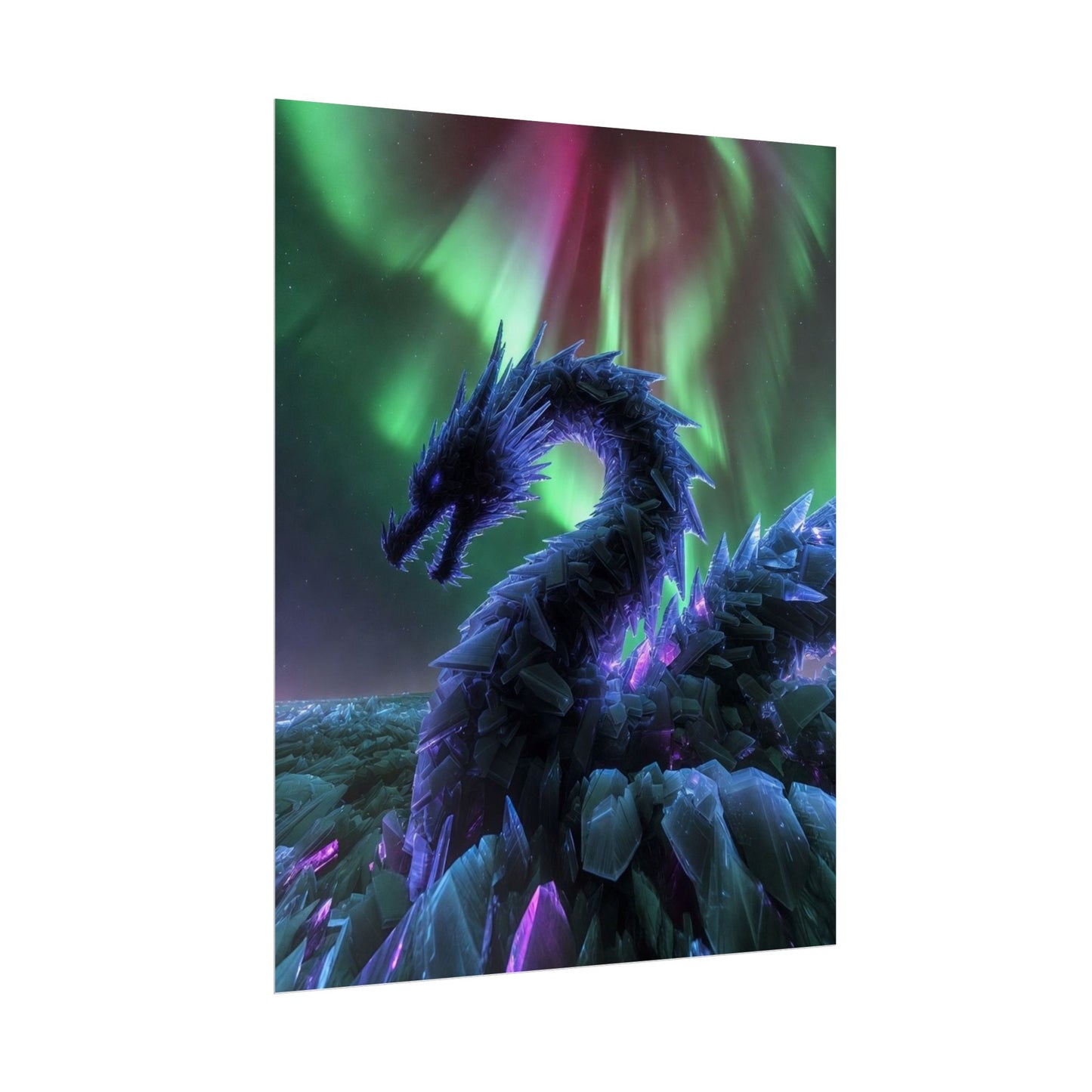Aurora Crystal Dragon Poster — Fantasy Wall Art Print
