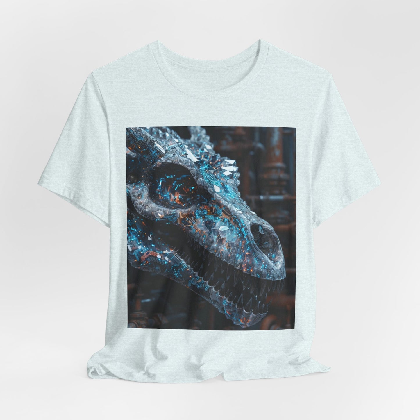 Dragon Skull Graphic Tee — Iridescent Fossil Art T-Shirt