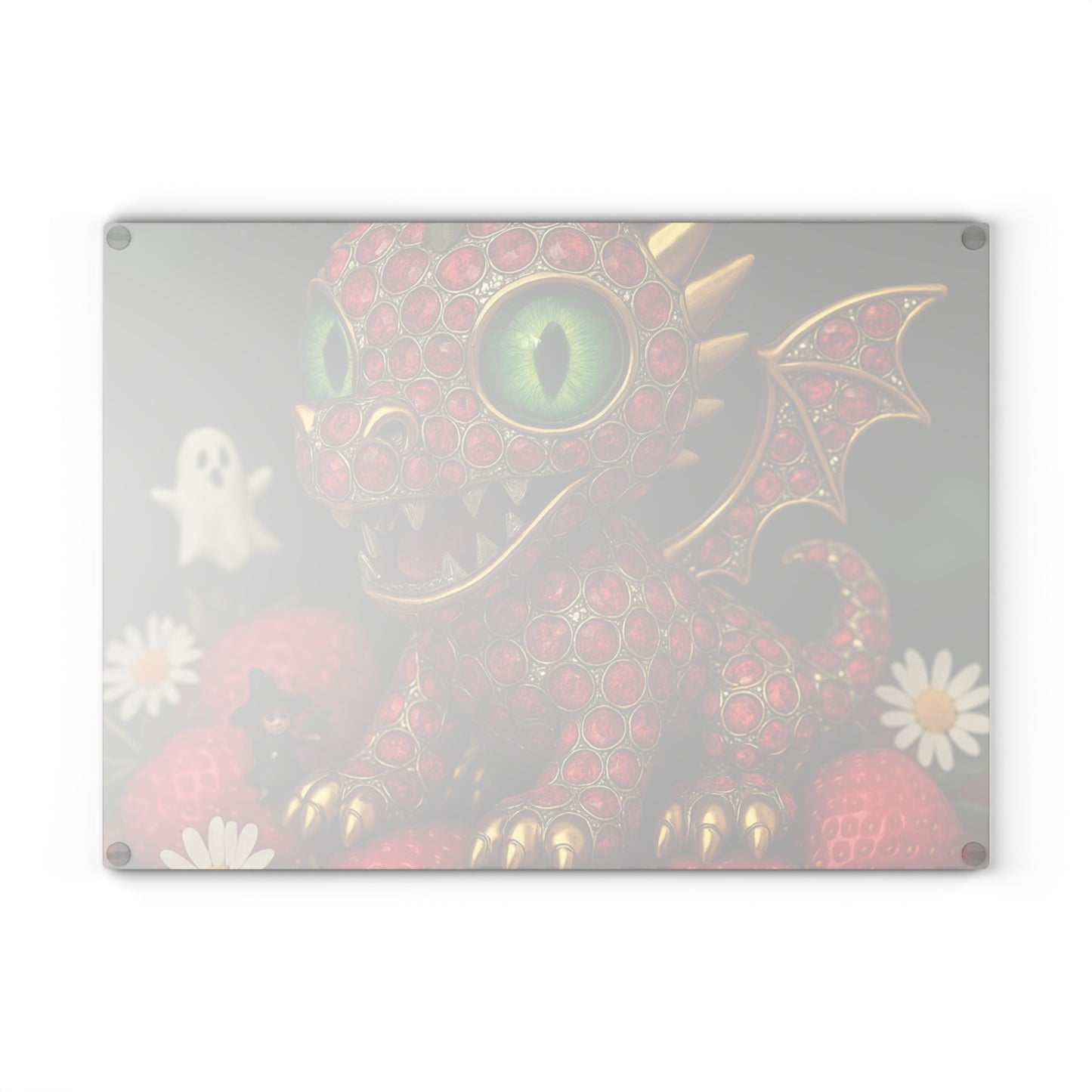 Whimsical Dragon Cutting Board - Fun Kitchen Decor, Gift for Chefs, Unique Housewarming Present, Cute Home Accessory, Strawberry Design