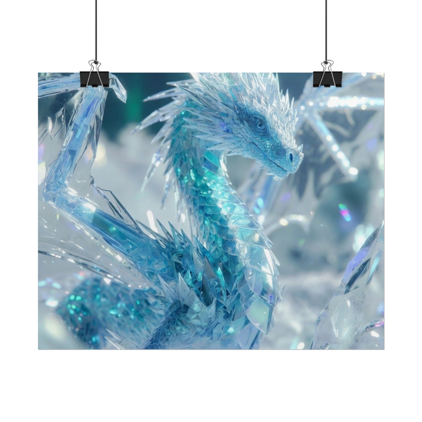 Ice Crystal Dragon Poster — Fantasy Aurora Wall Art (Rolled Poster)