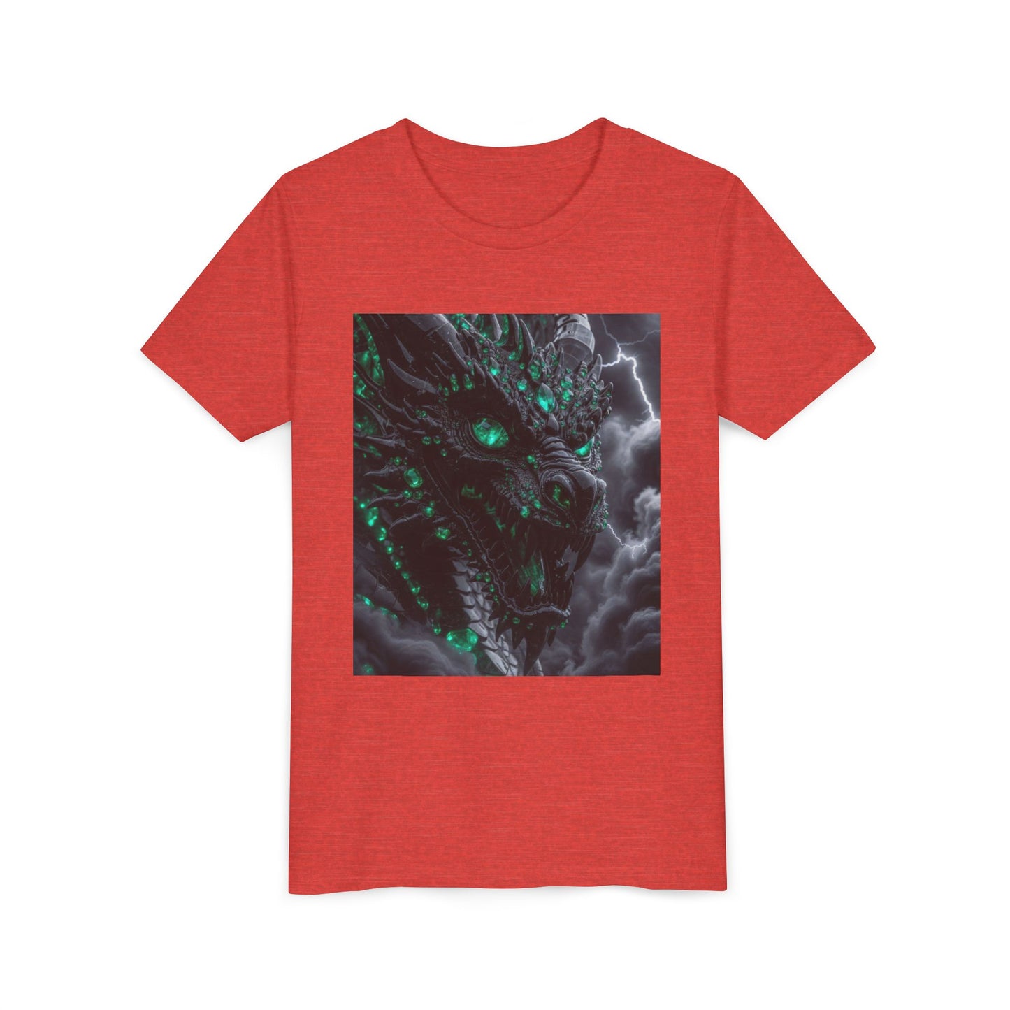 A Top selling Dragon Storm Youth Tee — Neon Green Dragon Illustration Graphic T-Shirt