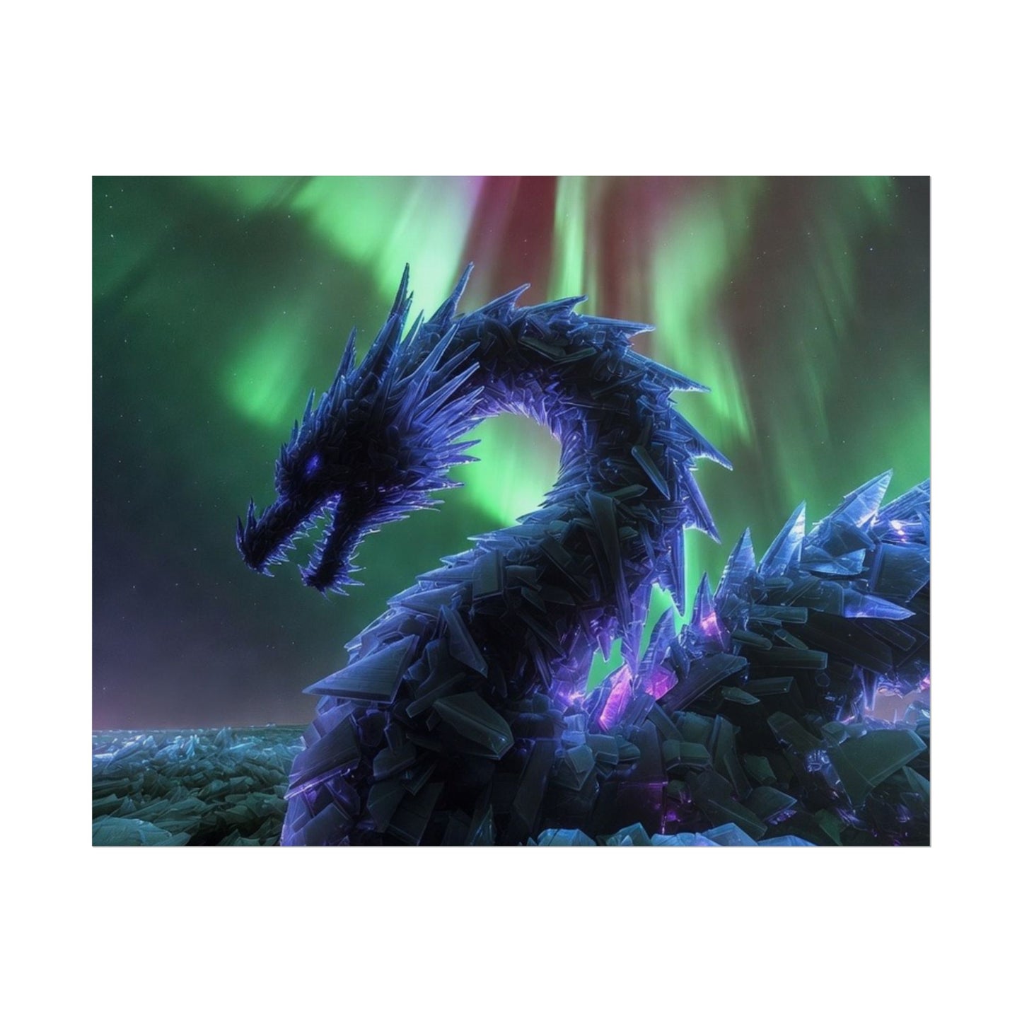 Aurora Crystal Dragon Poster — Fantasy Wall Art Print