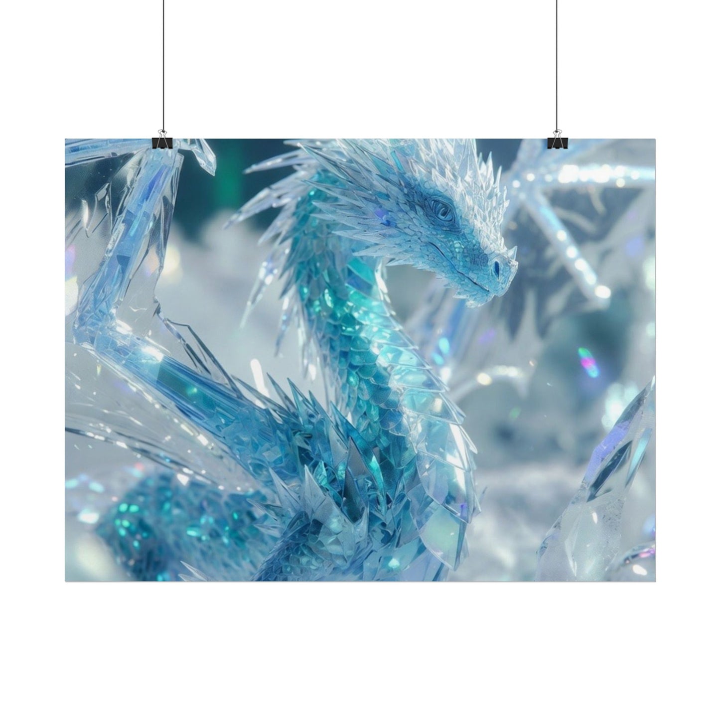 Ice Crystal Dragon Poster — Fantasy Aurora Wall Art (Rolled Poster)