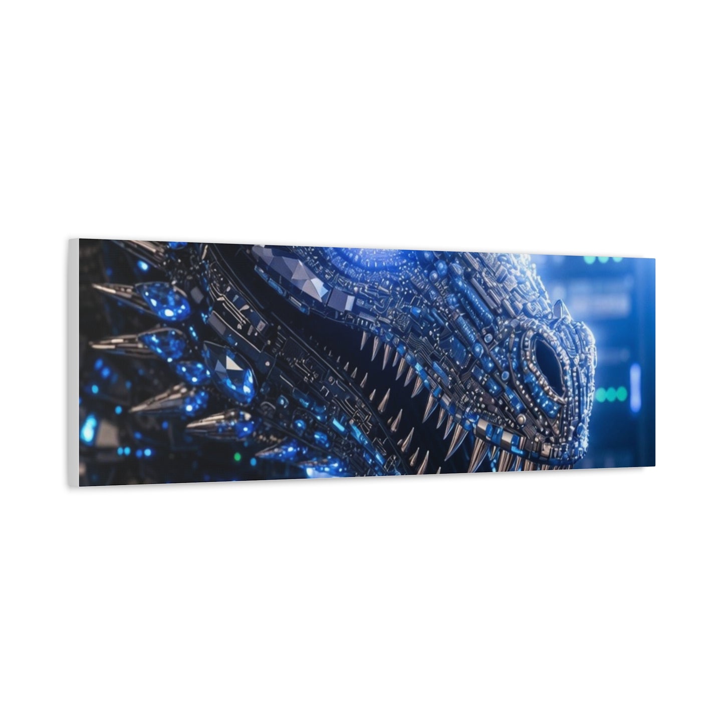 Cyber Dragon Canvas Print — Futuristic Metallic Dragon Wall Art