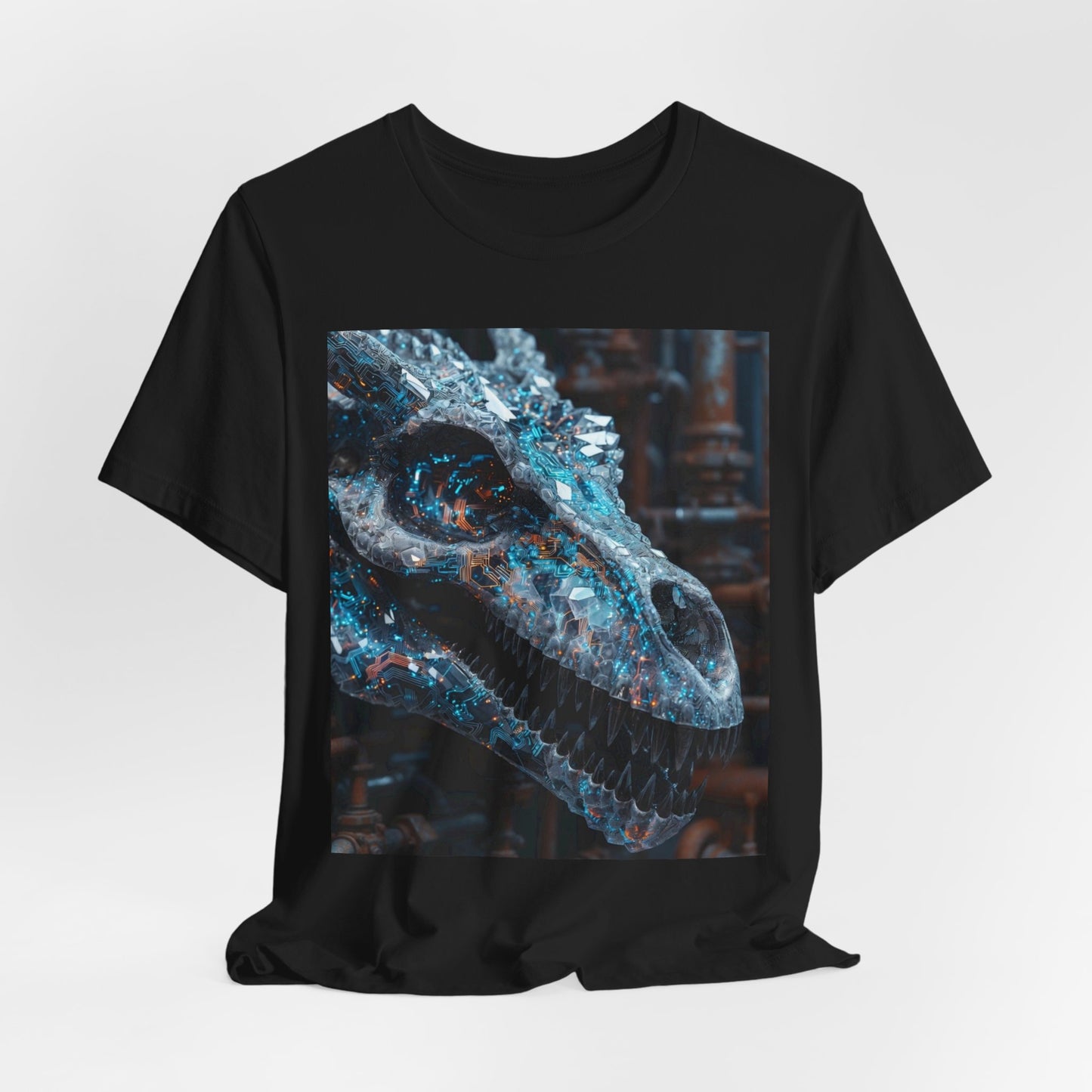 Dragon Skull Graphic Tee — Iridescent Fossil Art T-Shirt