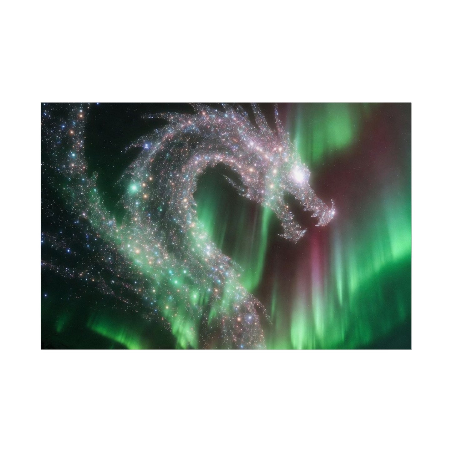 Aurora Dragon Poster — Northern Lights Fantasy Art Print