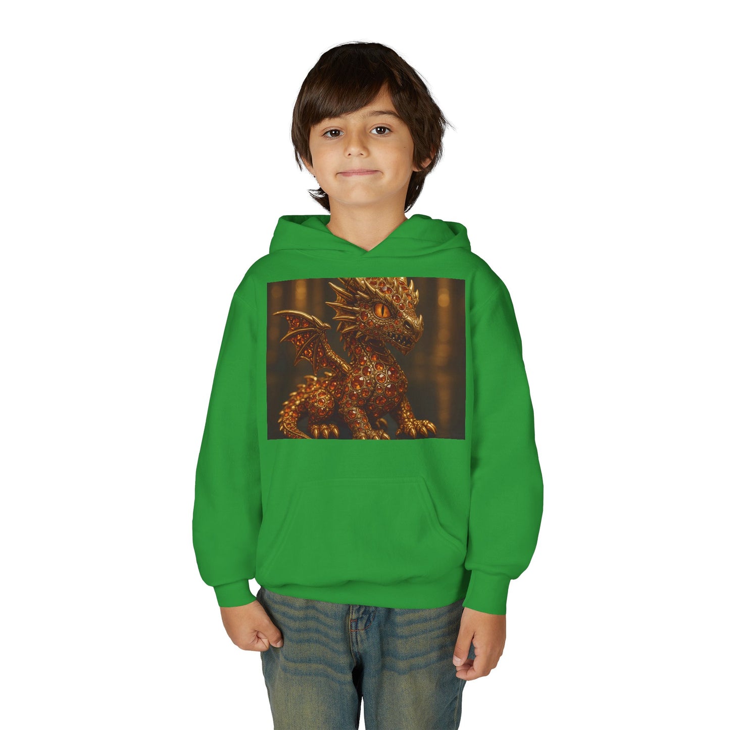 Dragon Fantasy Youth Heavy Blend Hooded Sweatshirt, Adventure Hoodie, Gift for Kids, Fantasy Apparel, Cozy Sweatshirt for Young Dreamers