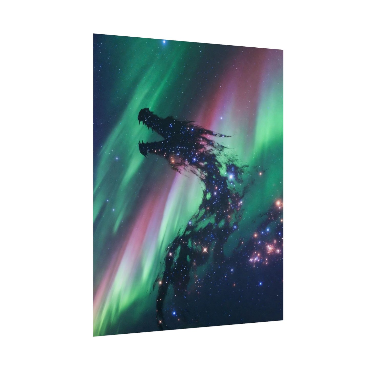 Aurora Dragon Poster — Cosmic Northern Lights Wall Art (Rolled Poster)
