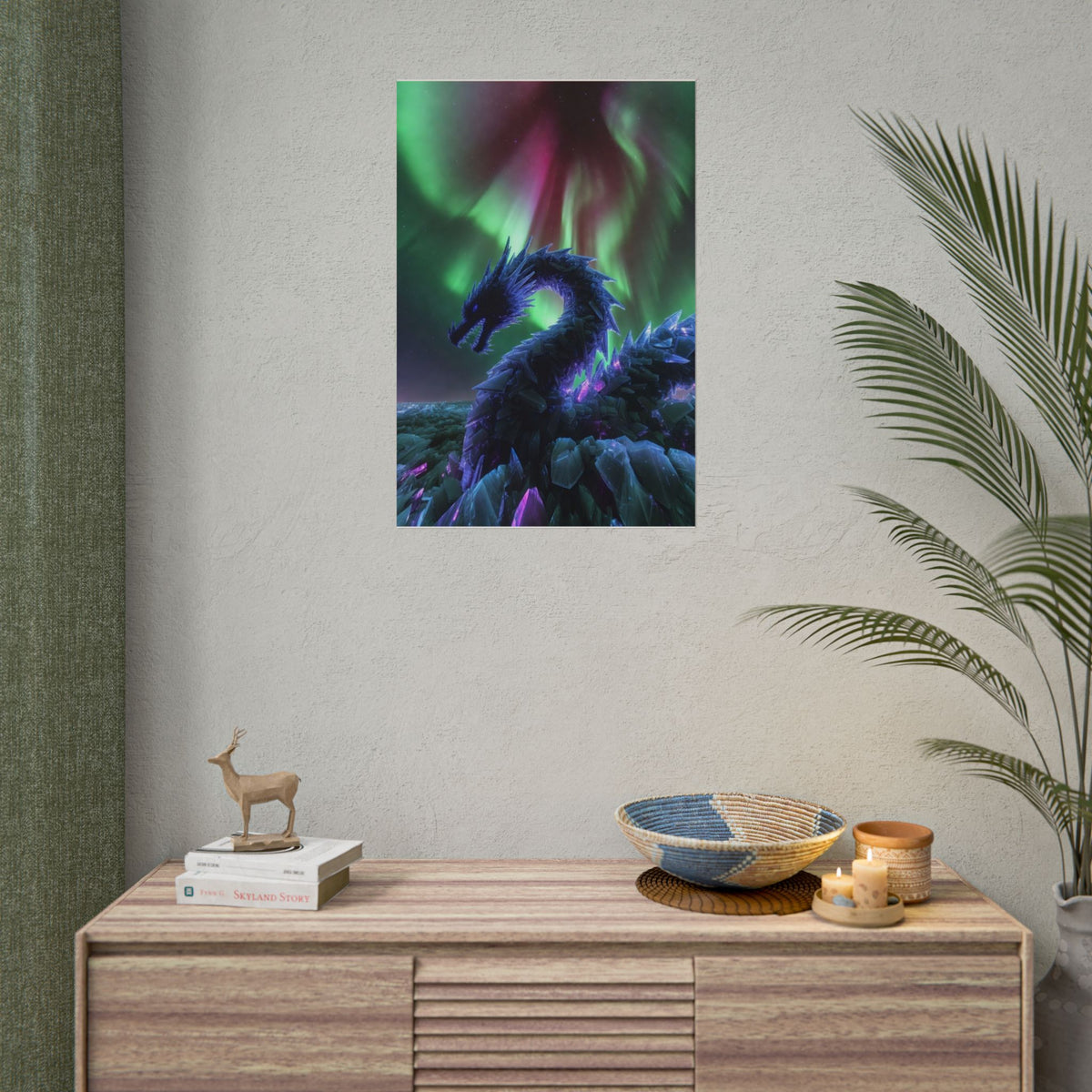 Aurora Crystal Dragon Poster — Fantasy Wall Art Print