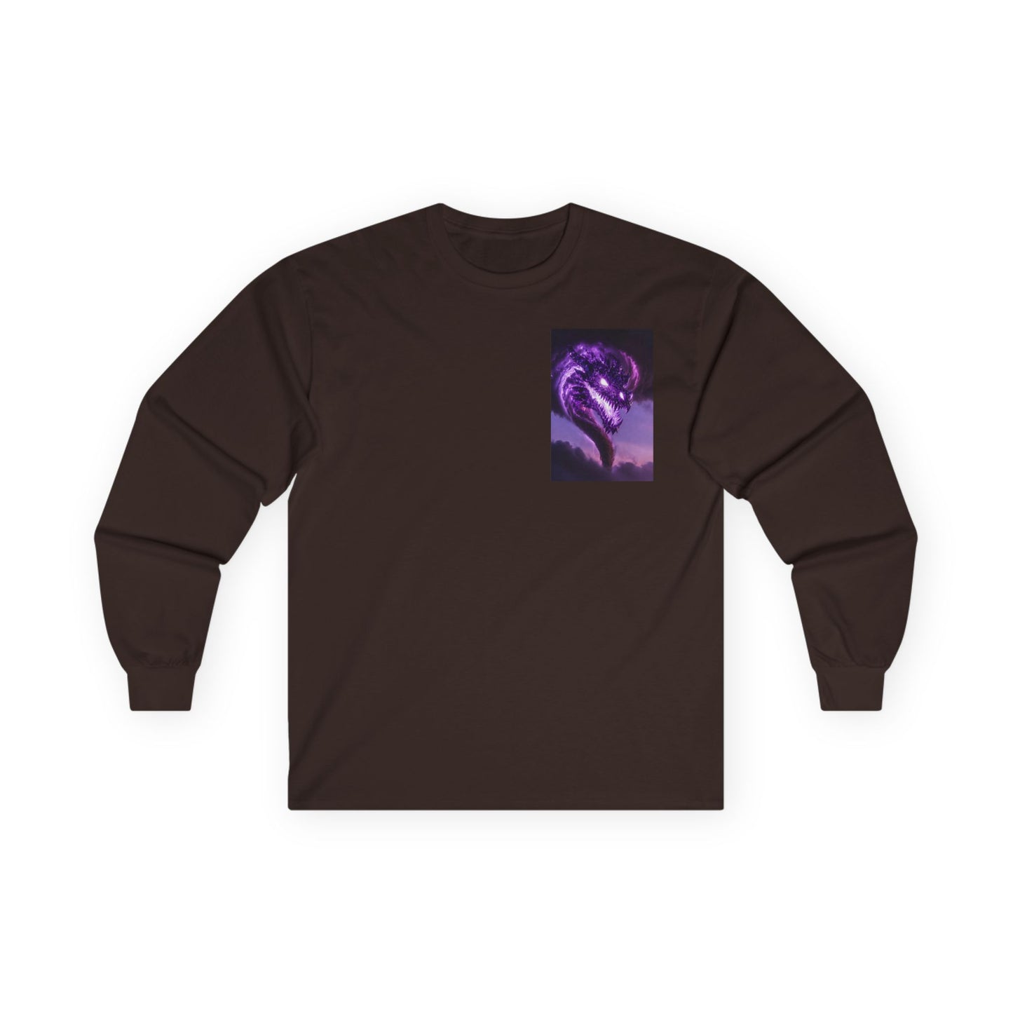 Purple Dragon Chest Graphic Long Sleeve Tee