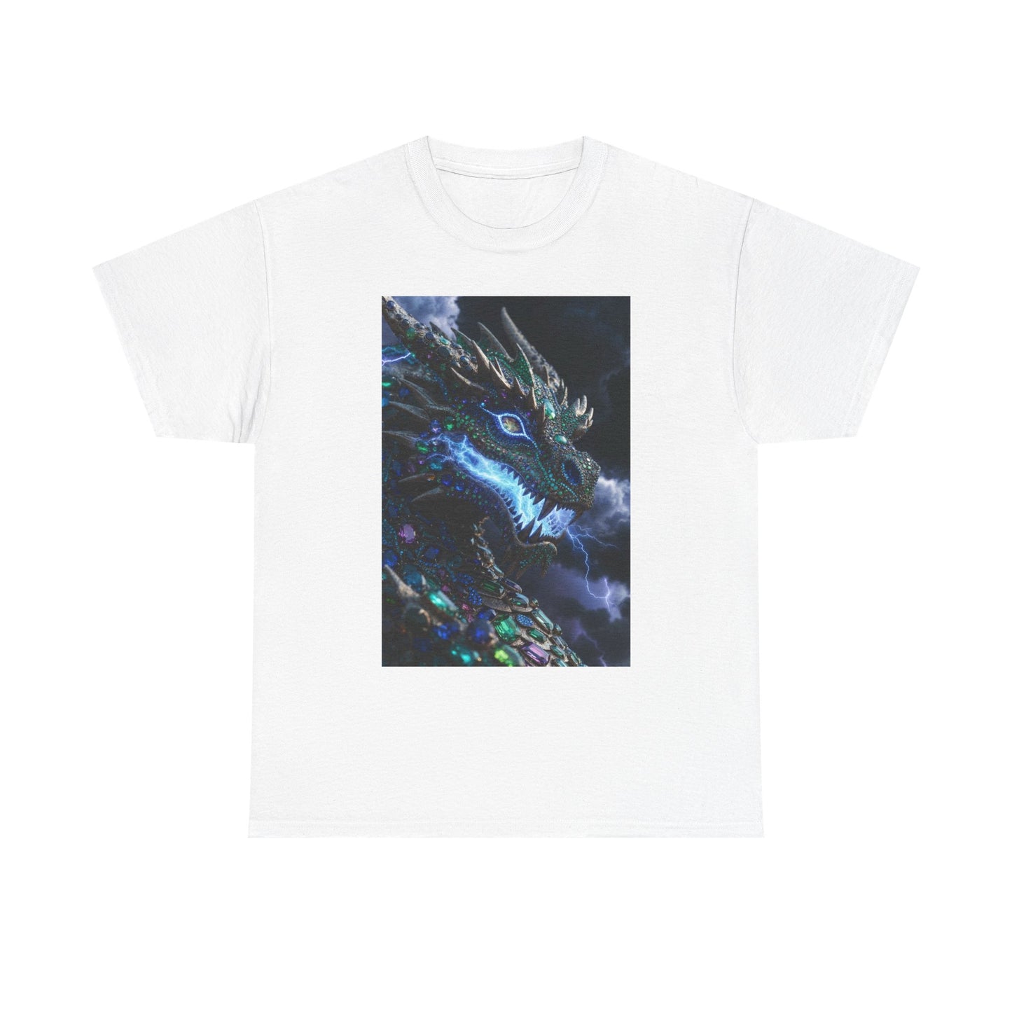 Dragon Portrait T‑Shirt — Neon Blue Fantasy Dragon Graphic Tee