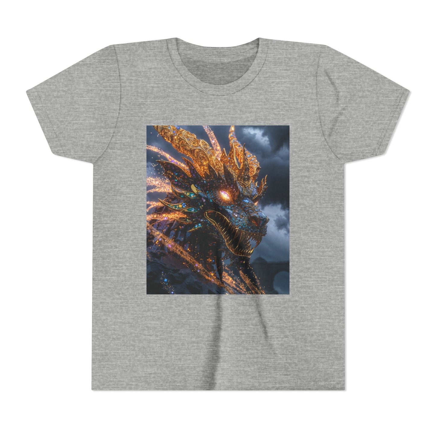 Youth Dragon Tee — Fiery Dragon Head Graphic Kids T‑Shirt